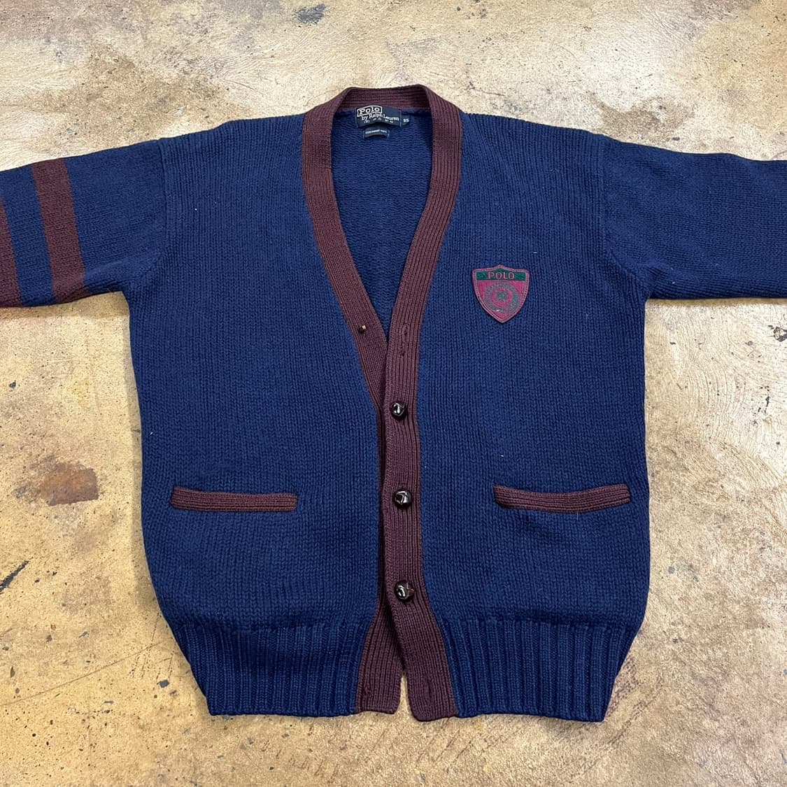 폴로 랄프로렌 네이비 브라운 브이넥 니트 가디건 95 상품이미지3