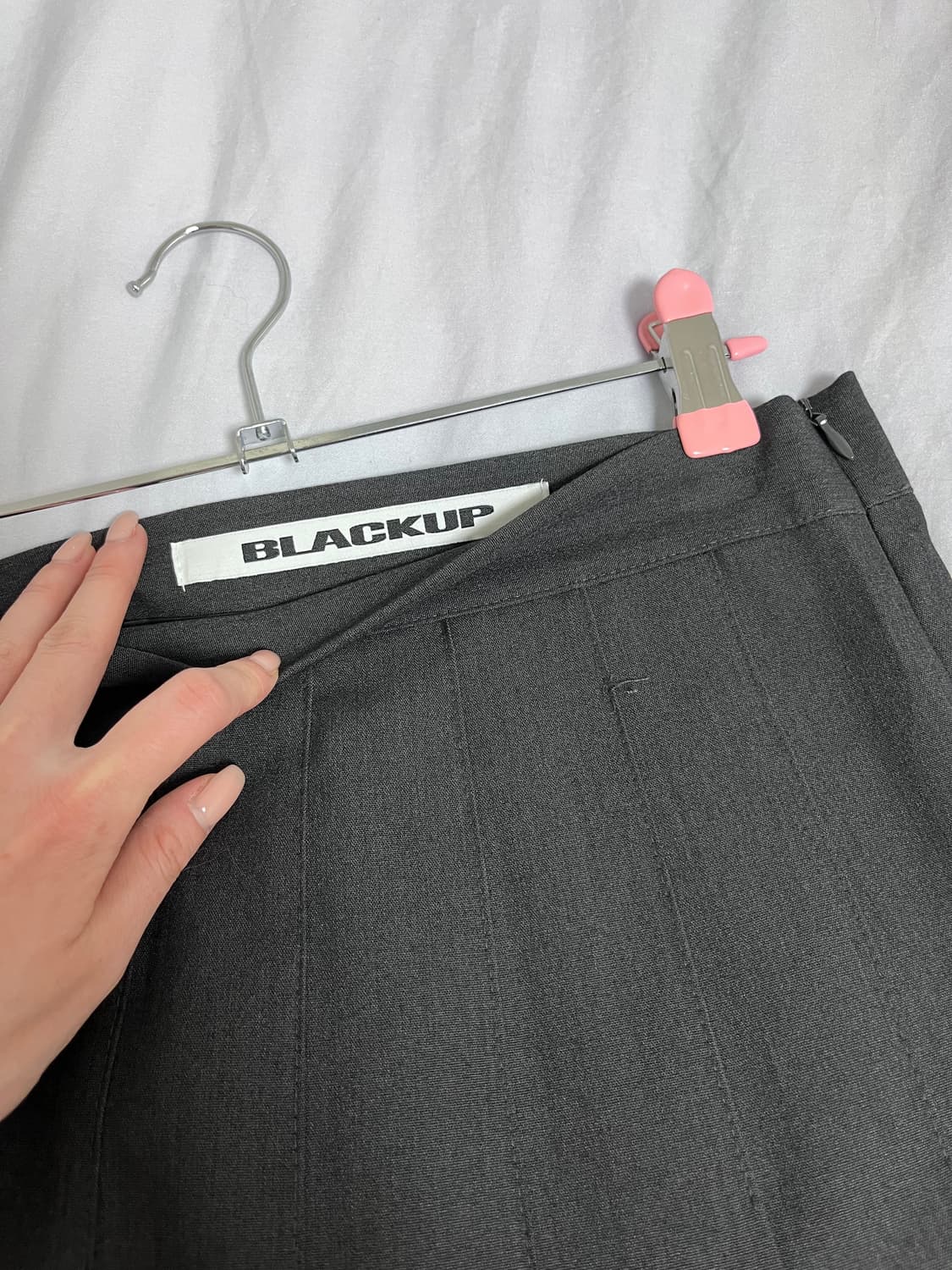 블랙업 Blackup 로리즈 플리츠 미디스커트 S 차콜 상품이미지5