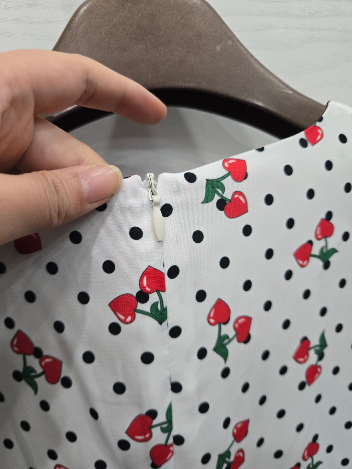 S,90,크게나옴)) 체리 도트 롱 원피스! 실물 짱 귀엽고 이뻐용~ 상품이미지5