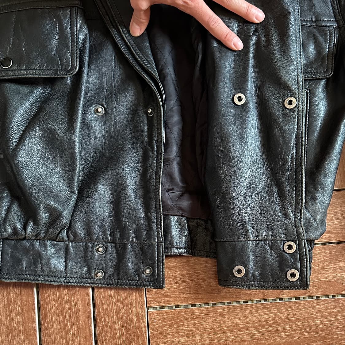 80-90’s Sankyo sheep-skin leather bomber 상품이미지6