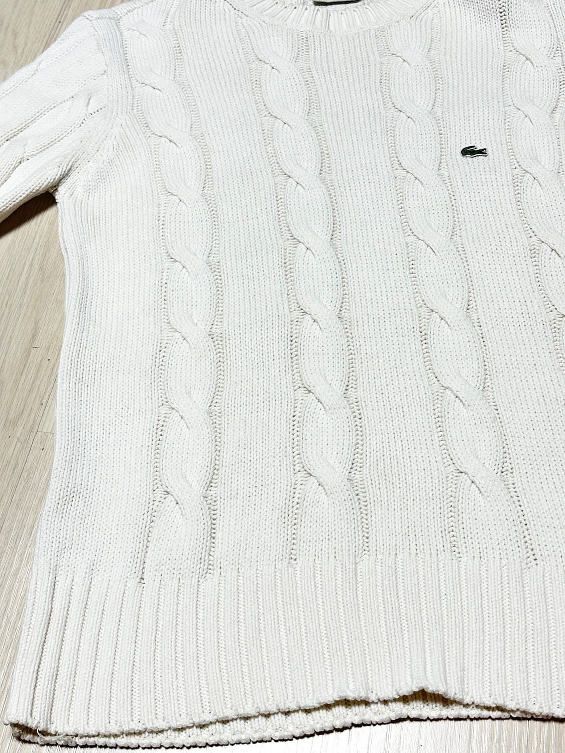 라코스테 LACOSTE 케이블 코튼 꽈배기 니트 화이트 상품이미지6