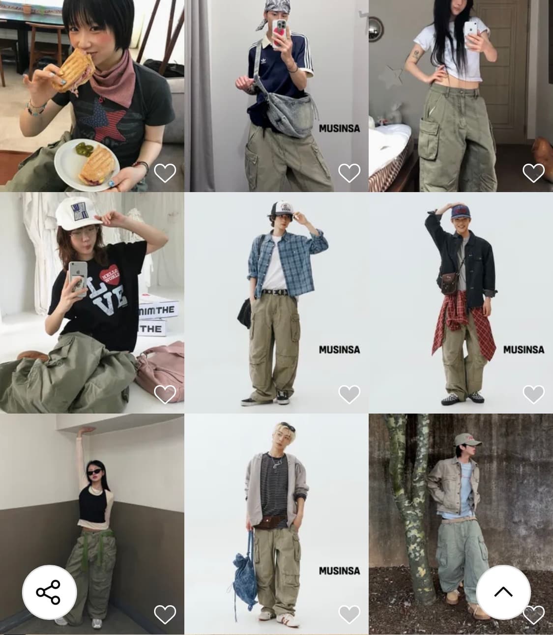 더블 니 파라슈트 카고 팬츠_카키 S 상품이미지3