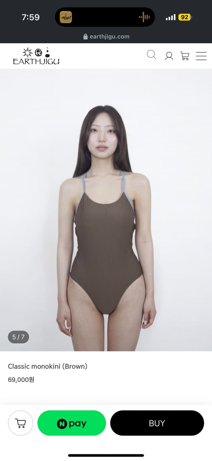earthjigu 얼스지구 클래식 모노키니 브라운 상품이미지3
