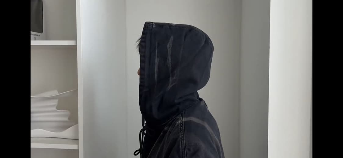 blr)워시드 데님 후드 집업 상품이미지3