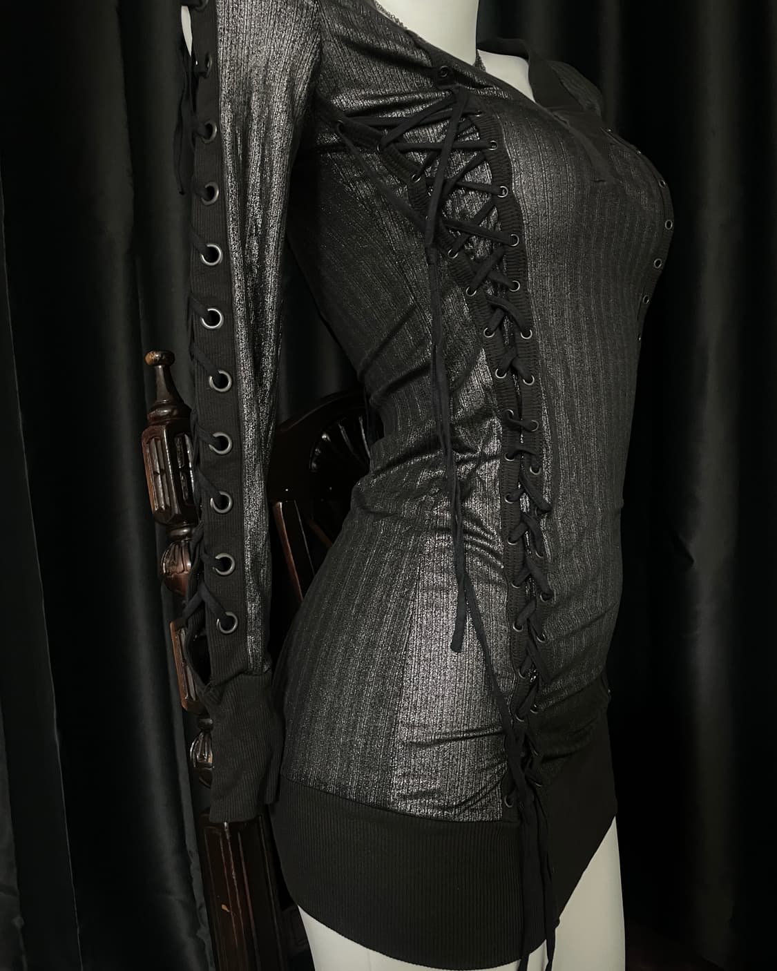 Salvage Lace-up Sheer Mini Dress 상품이미지3