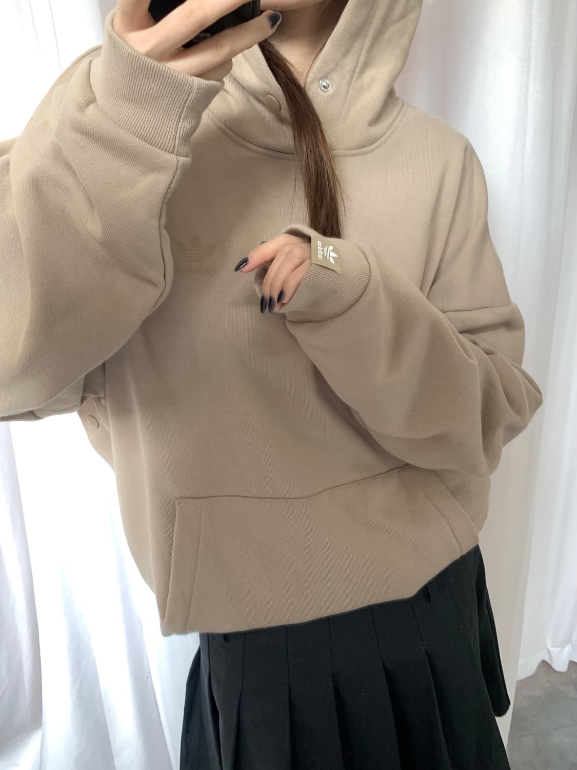 Adidas 아디다스 베이지컬러 에센셜 후드티 상품이미지2