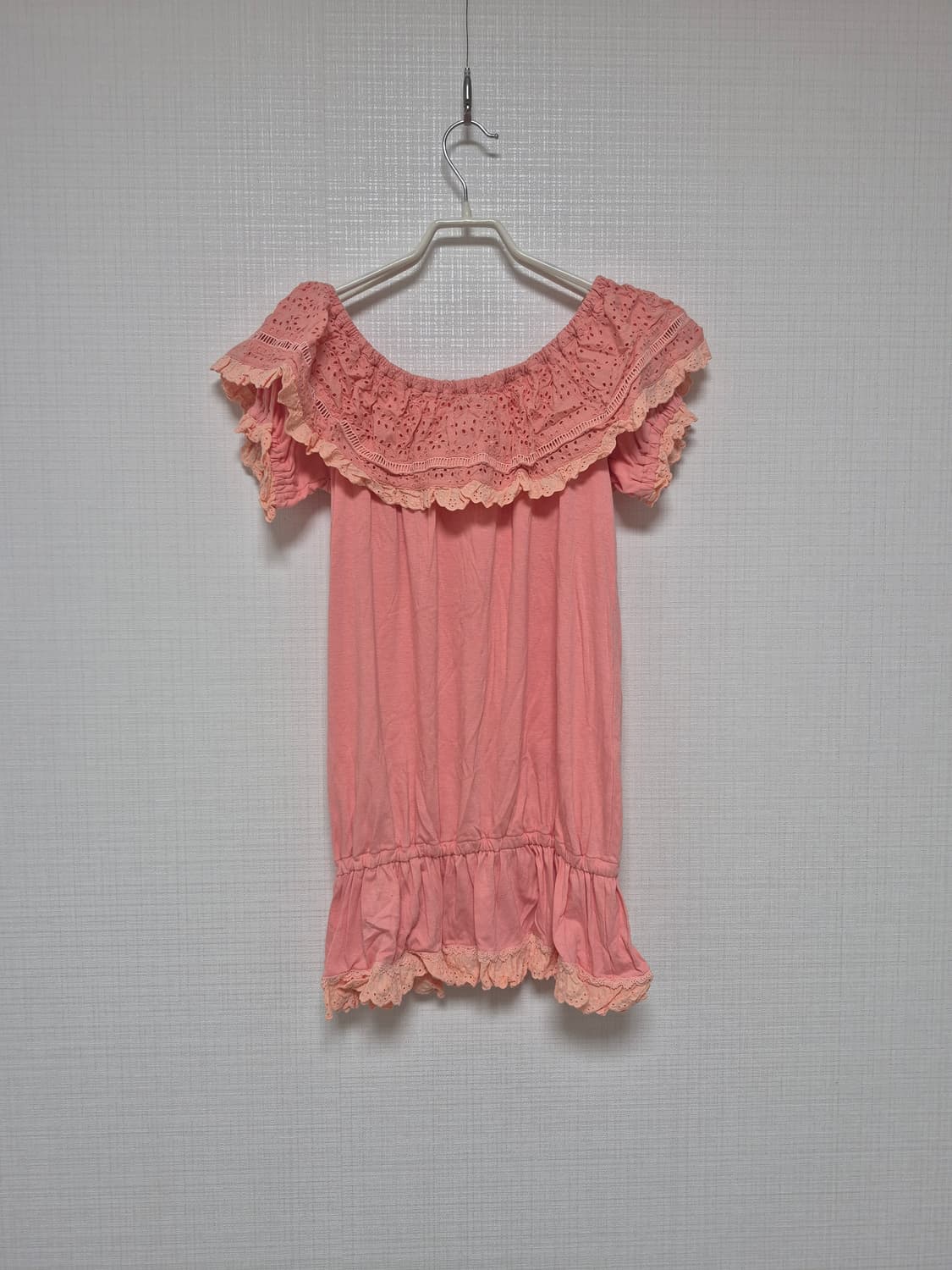 리즈리사 초고전템 라떼갸루 펀칭후릴 탑 사몬핑크 상품이미지5