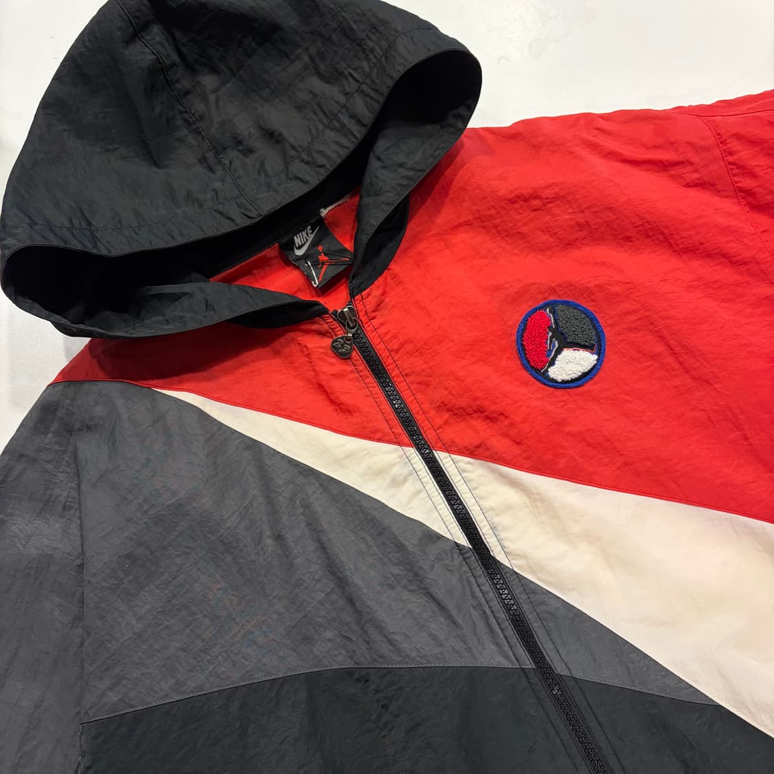 90s 나이키 조던 바람막이 후드 자켓 레드/블랙/화이트 C449 상품이미지3