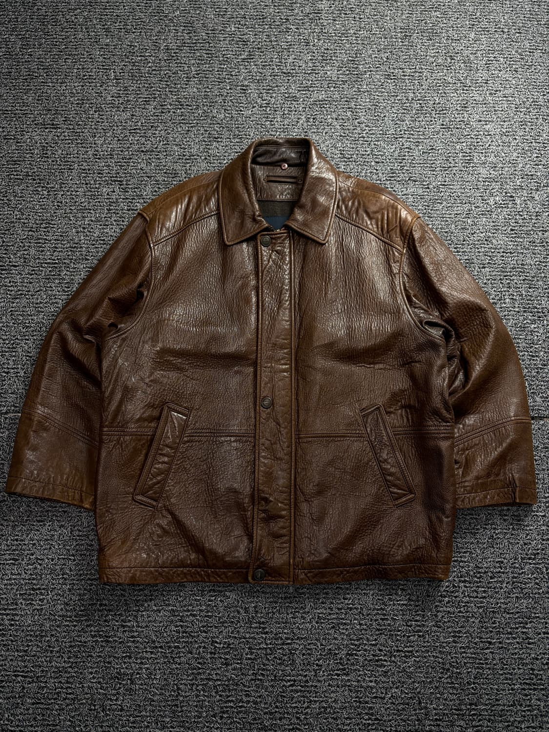 VENTURA 아카이브 램스킨 레더 하프코트 브라운 1711 상품이미지2