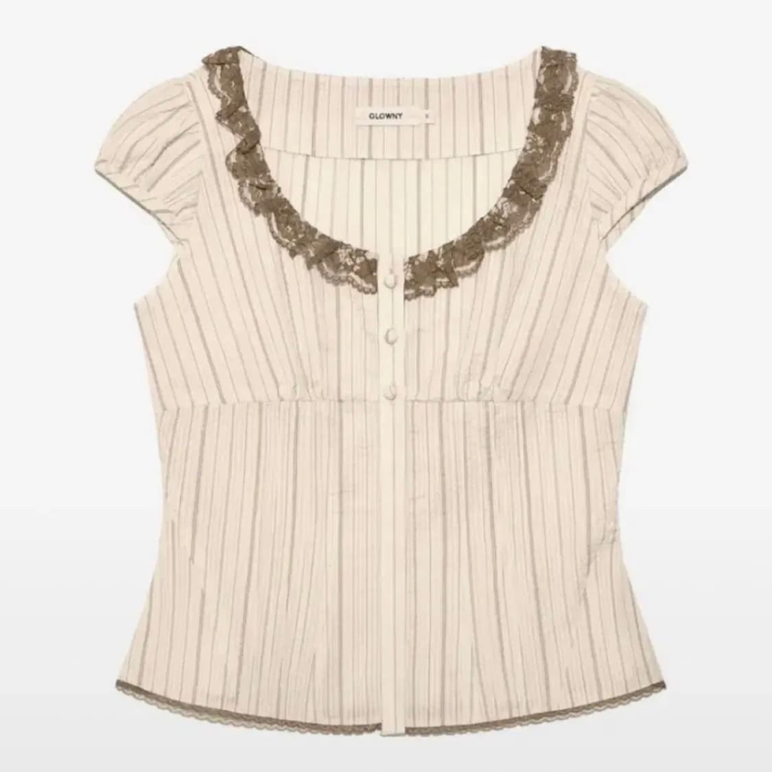 글로니 SUGAR PUFF BLOUSE 화이트, 시나몬 L 상품이미지2