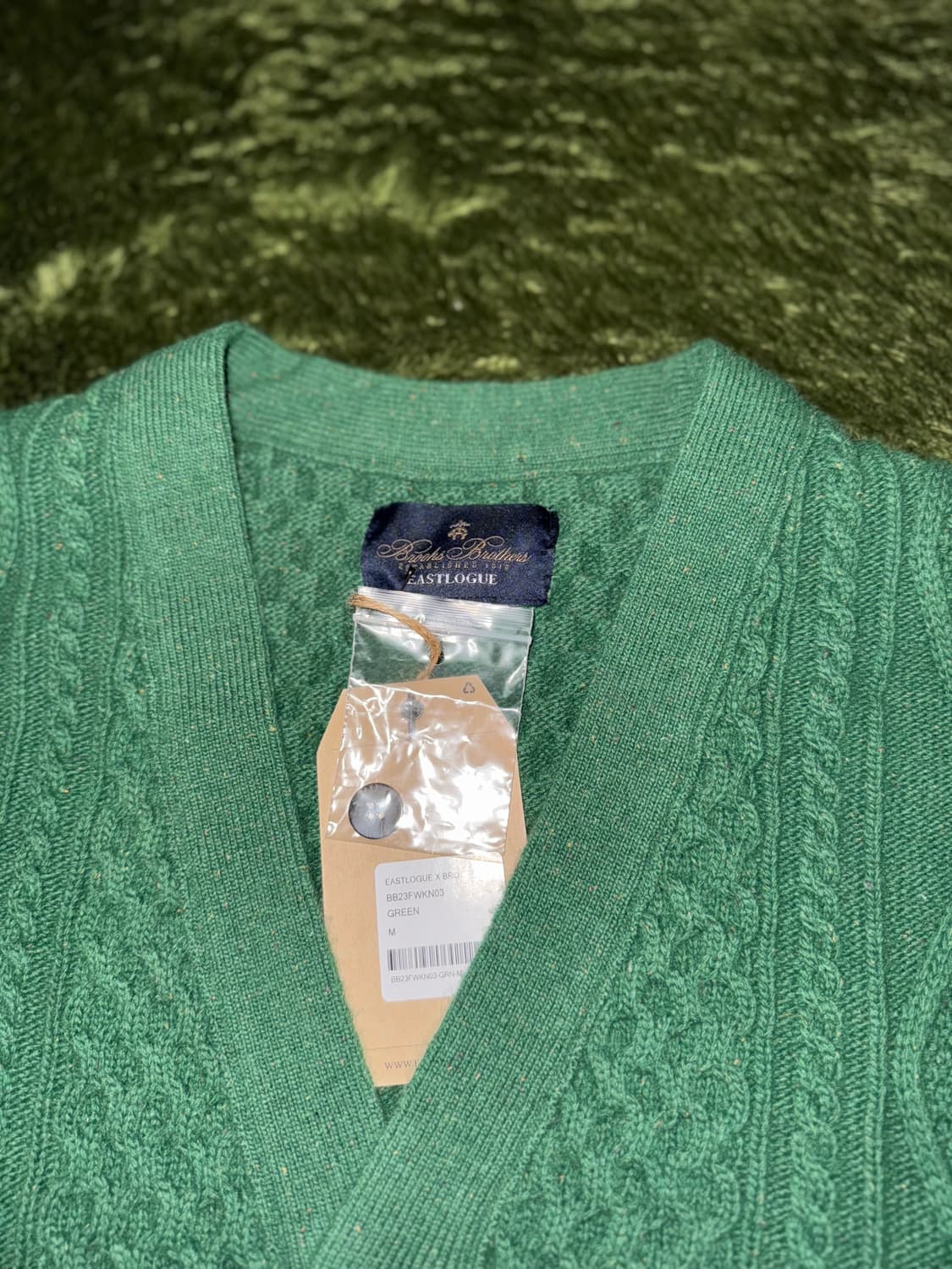 [M] 이스트로그 X 브룩스 브라더스 콜라보 케이블 가디건 그린 상품이미지3