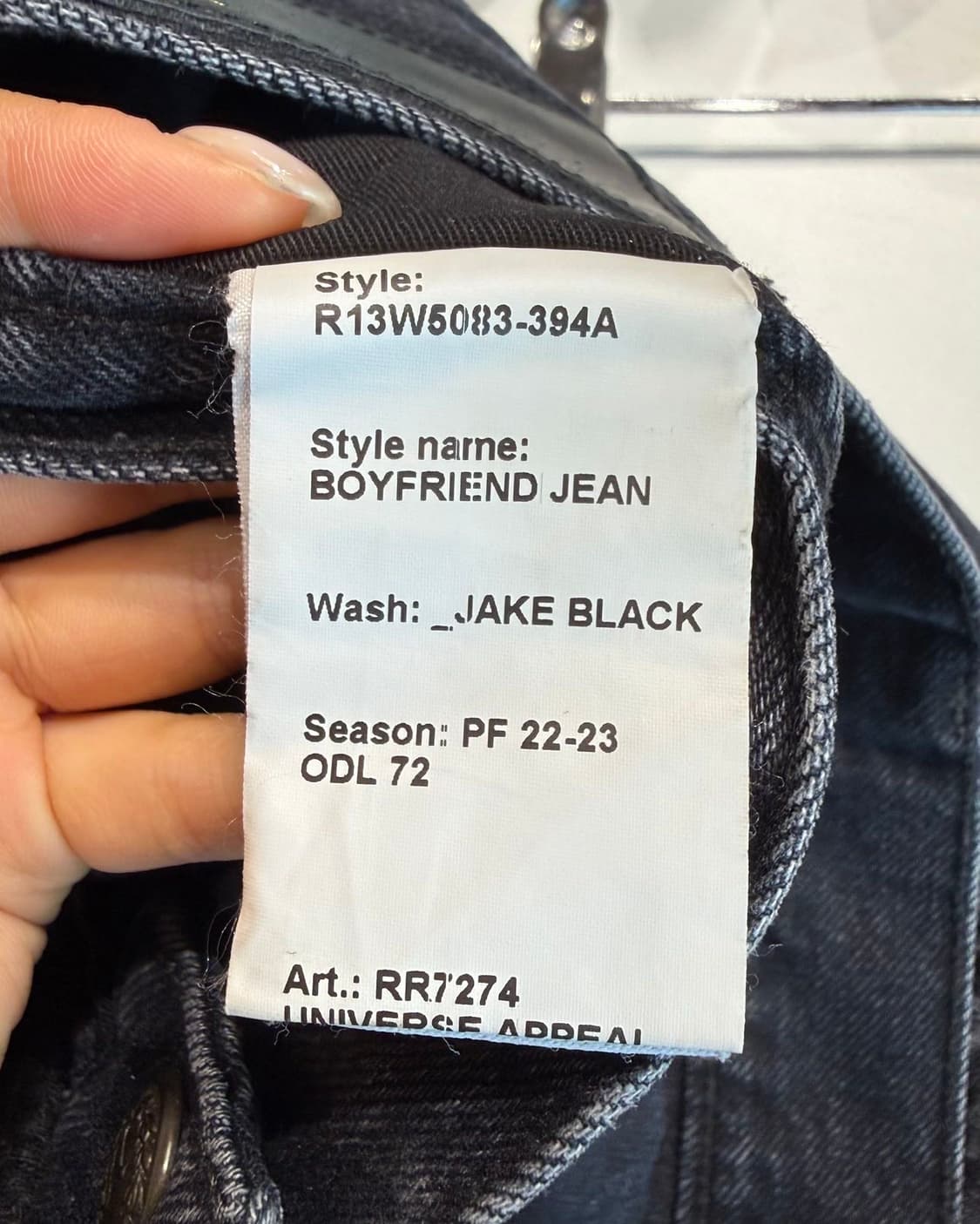 r13 블랙 데님 디스트레스드 보이프렌드 팬츠  상품이미지10