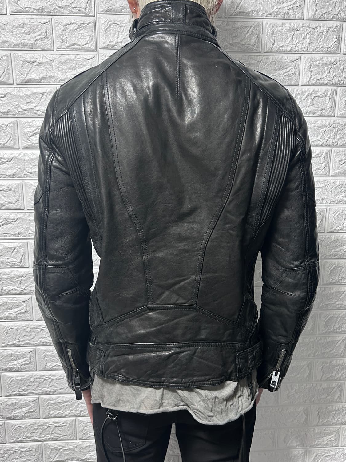 타임 옴므 엘라스틱 레이어드 클로징 래더 자켓 상품이미지6