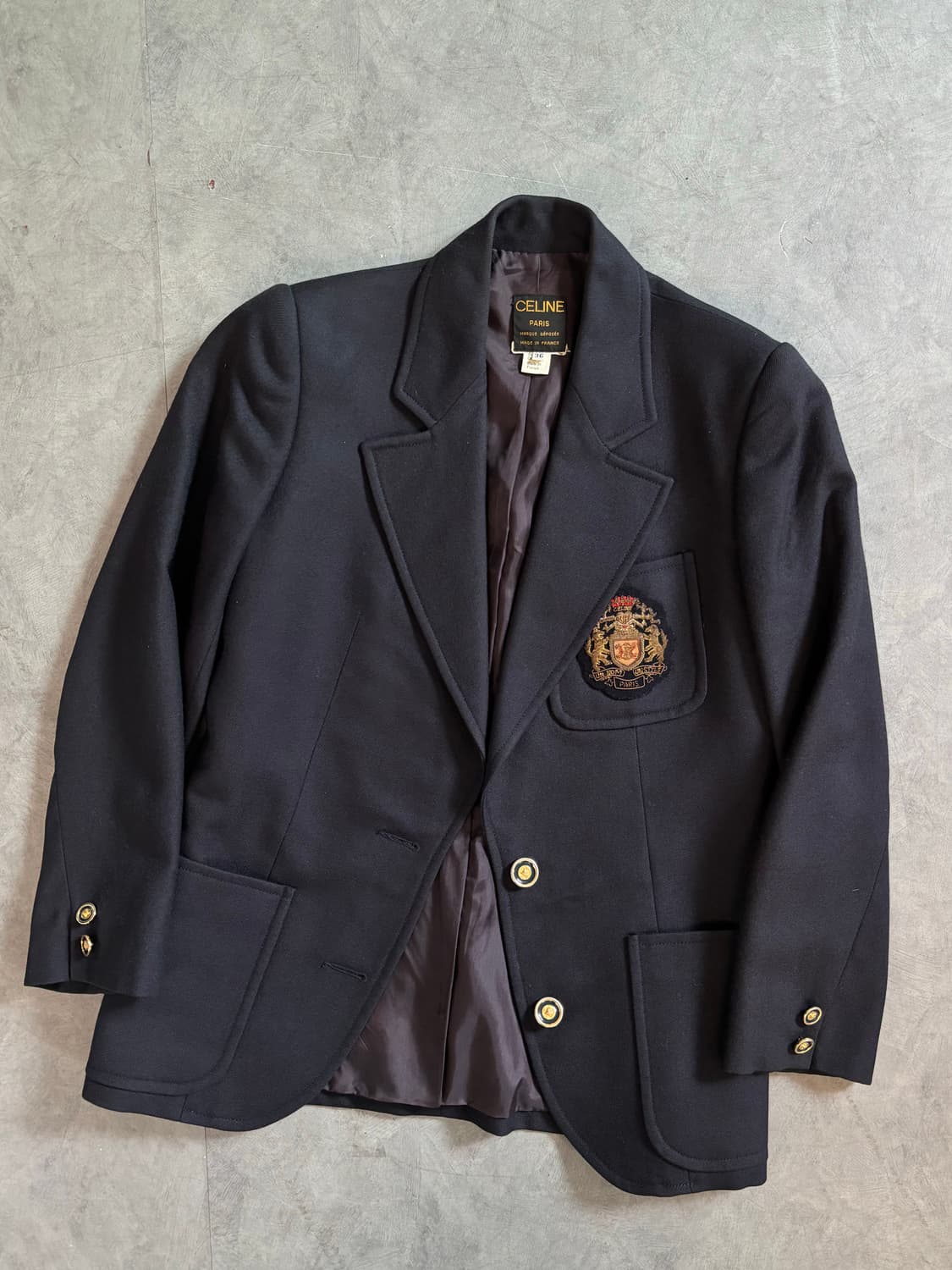 Celine 올드 셀린 네이비 와펜 로고 블레이저 상품이미지1