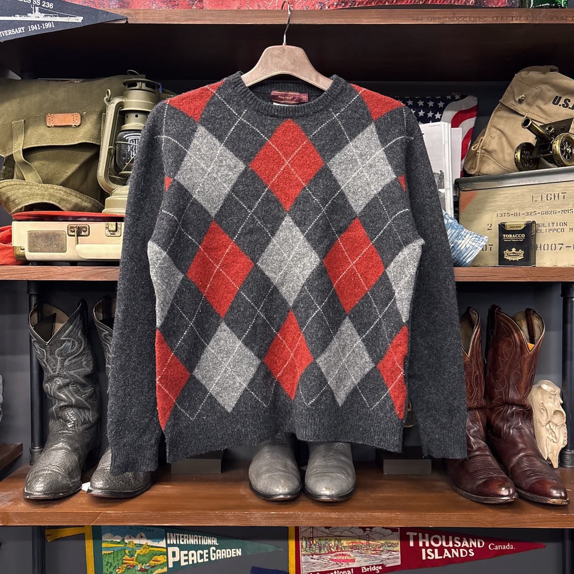 90s 피터핏치 클래식 아가일 패턴 램스울 스웨터 N160 상품이미지1