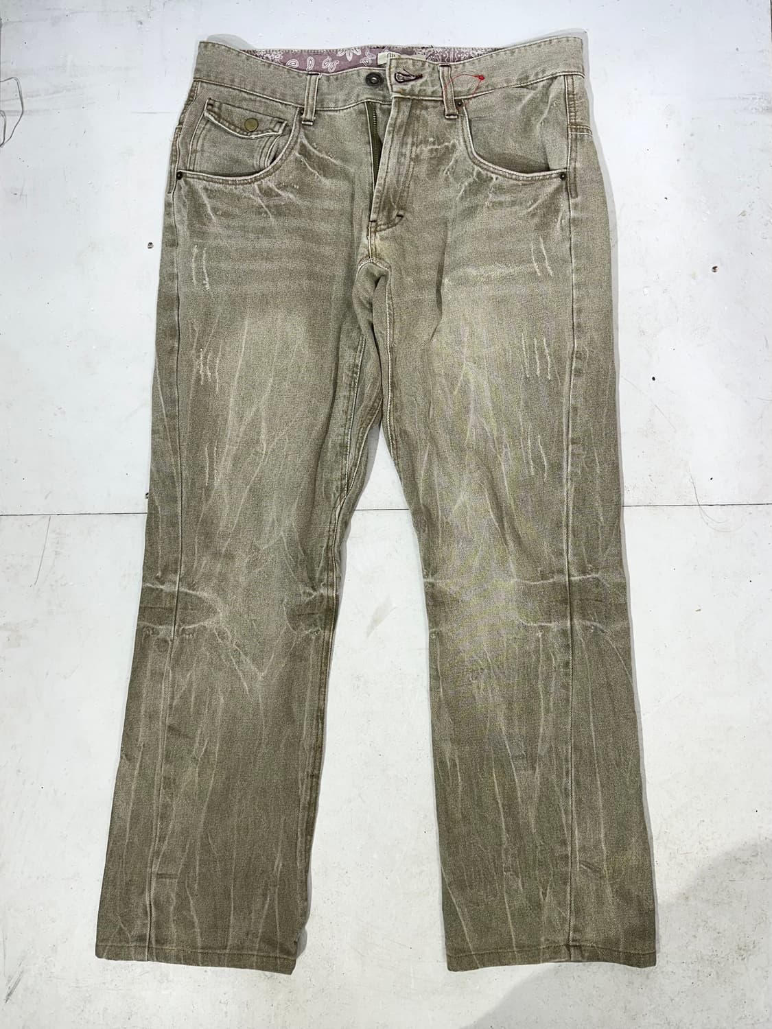 일본 빈티지 oilcake y2k 와이드 워싱 데미지 데님 팬츠 청바지 상품이미지4