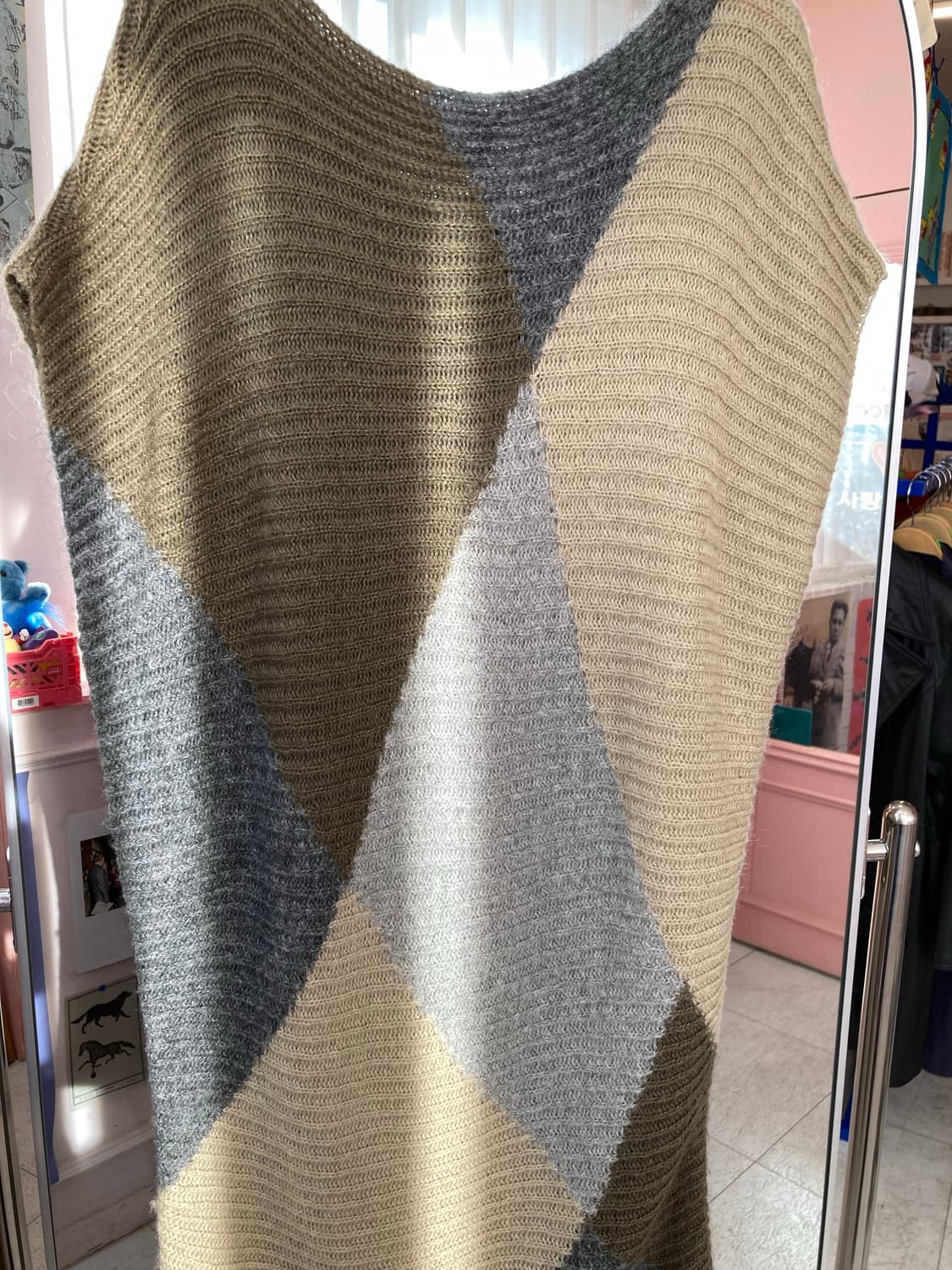 베네통 Benetton 패턴 니트 울 원피스 상품이미지6