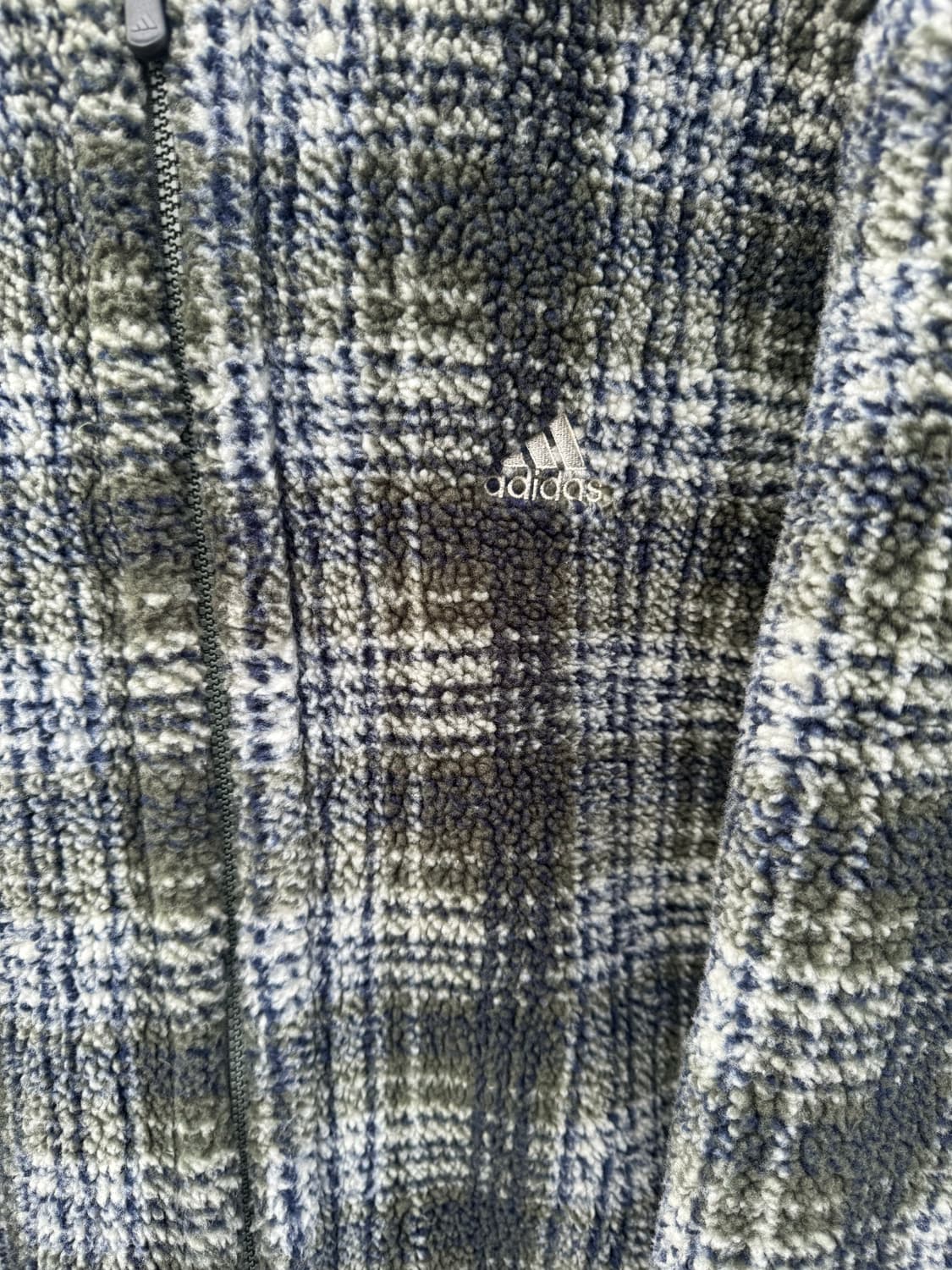 90s 아디다스 빈티지 올드스쿨 aac 타탄체크 쉐르파 플리스 자켓 상품이미지5
