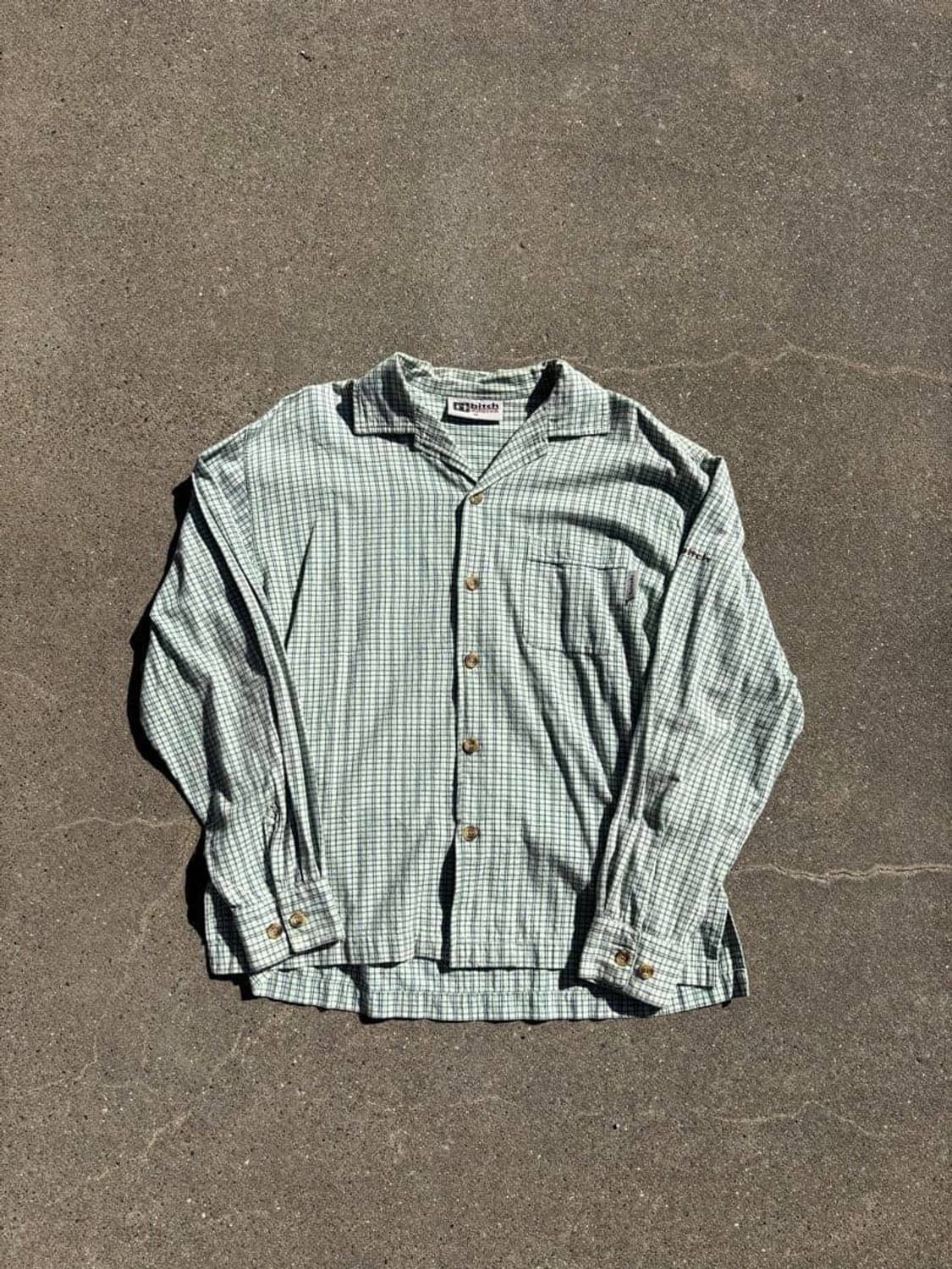 90s 비치 스케이트보드 그린 체크 셔츠 상품이미지1