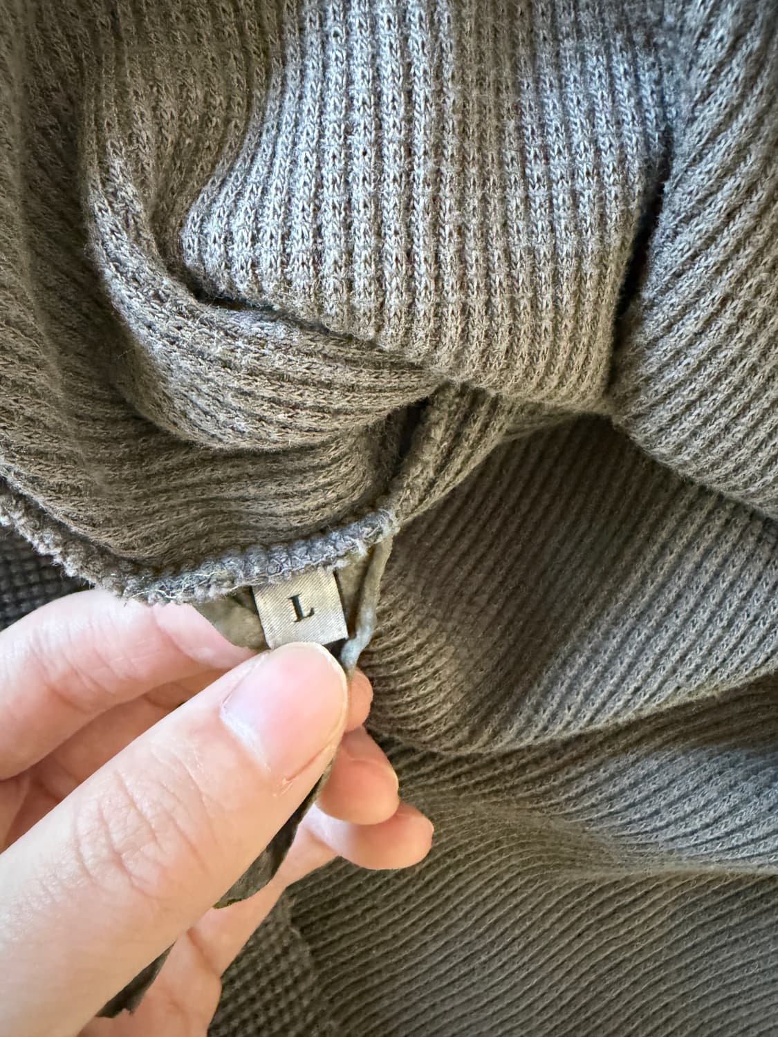 아트이프액츠 / 가먼트다잉 와플 헨리넥 차콜 / L 상품이미지3