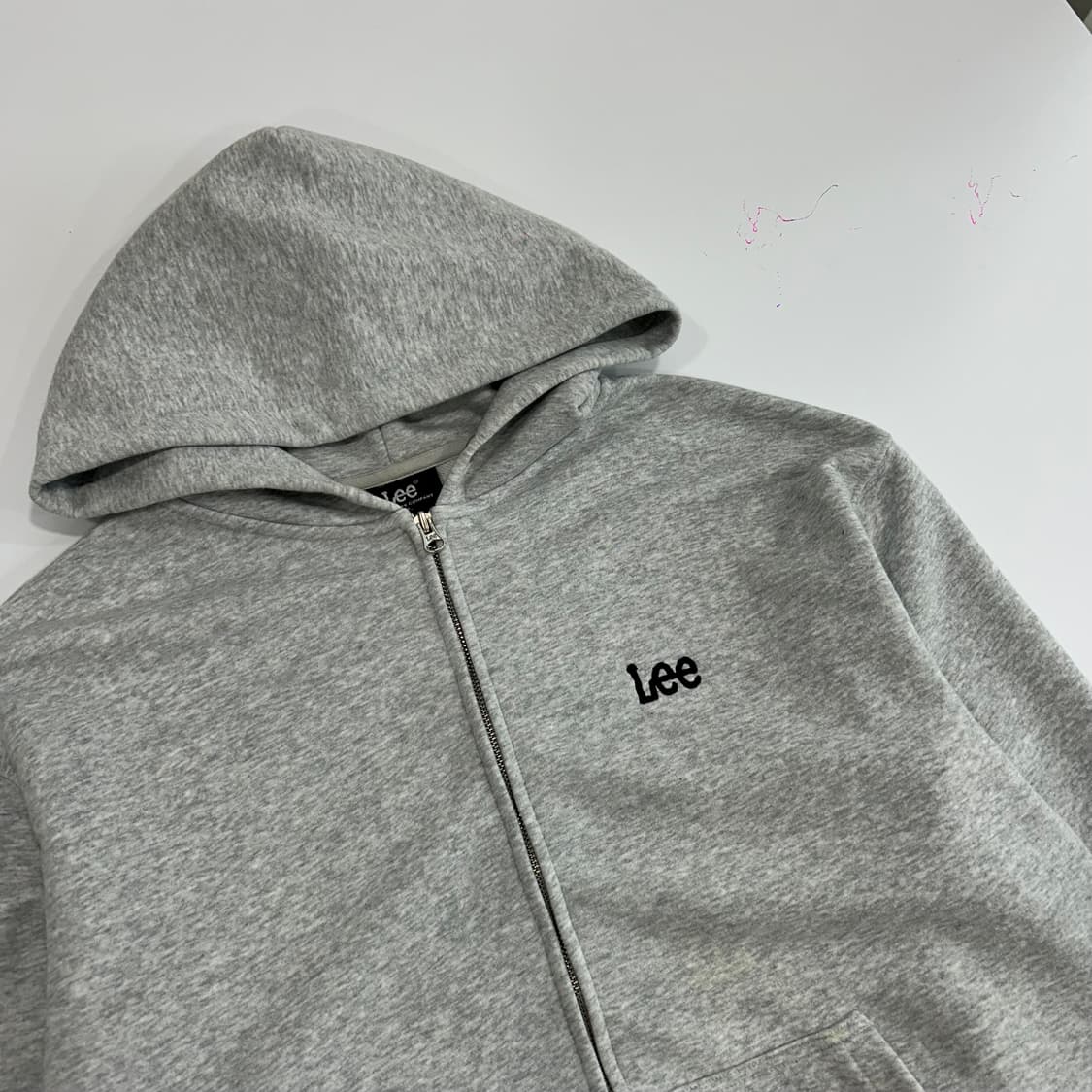 Lee 리 블랙 로고 그레이 후드집업 상품이미지4