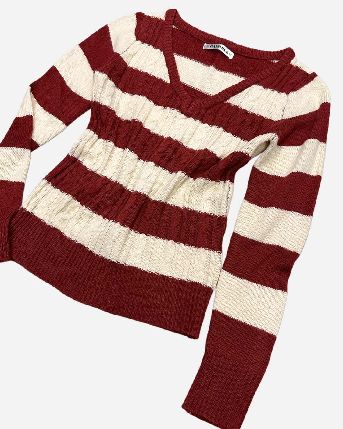 red stripe v-neck knit 상품이미지2