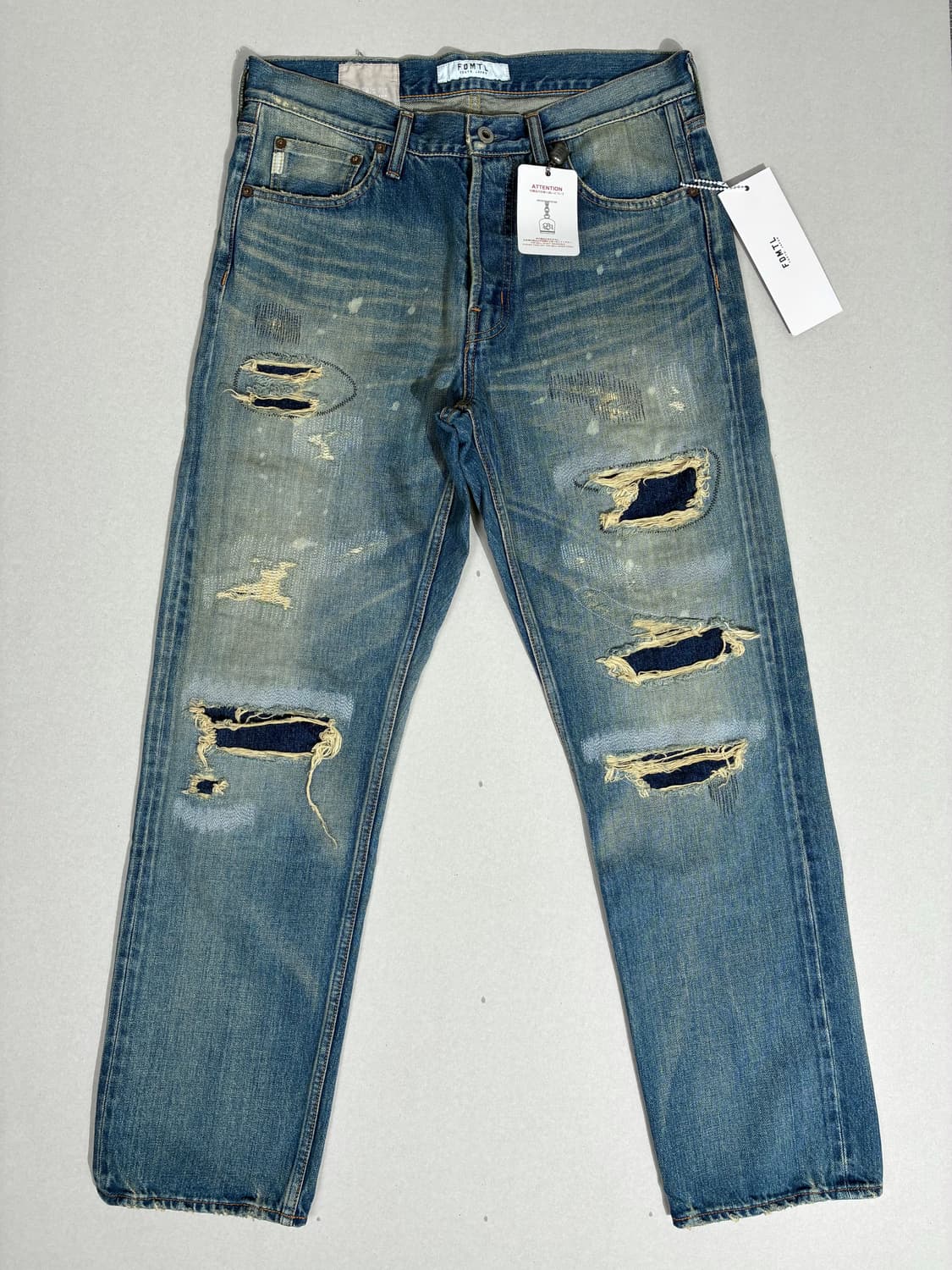 FDMTL 펀더멘탈 클래식 핏 셀비지 디스트로이드 누빔 데님 상품이미지1