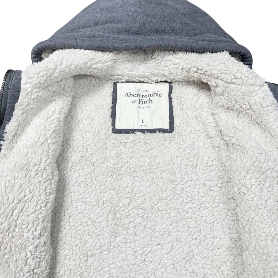 (L) 아베크롬비 아치로고 양털 후드집업 그레이 상품이미지4