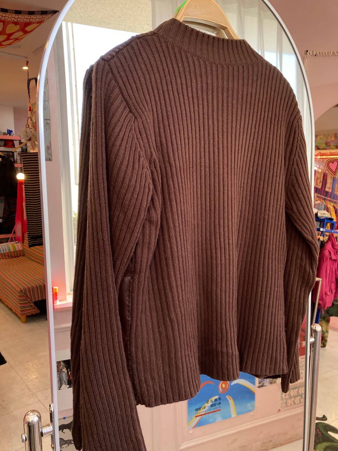 브라운 꽈배기 가죽 니트 상품이미지6