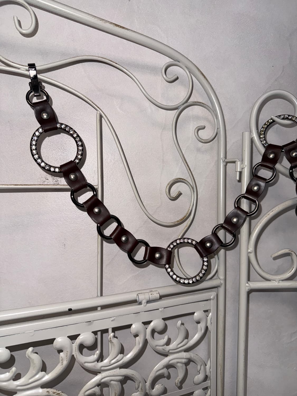 Dark brown cubic ring chain belt 상품이미지2