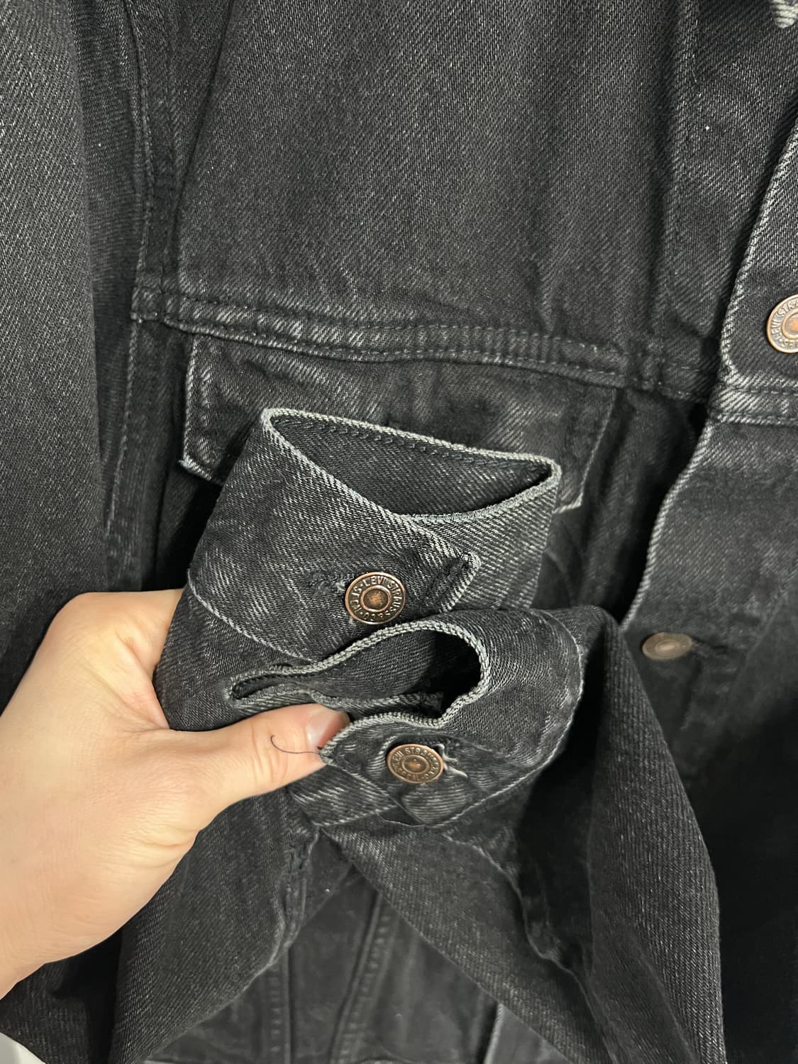 90s Levis 리바이스 3세대 75506 흑청 데님 트러커 상품이미지3