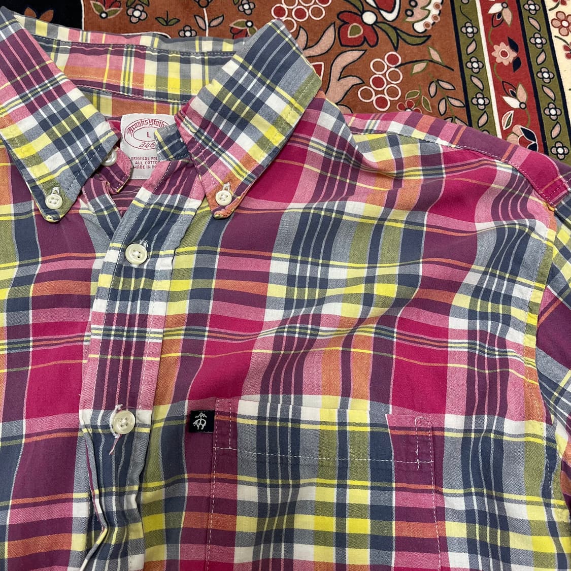 브룩스 브라더스 버튼다운 체크 셔츠 L/100 상품이미지3