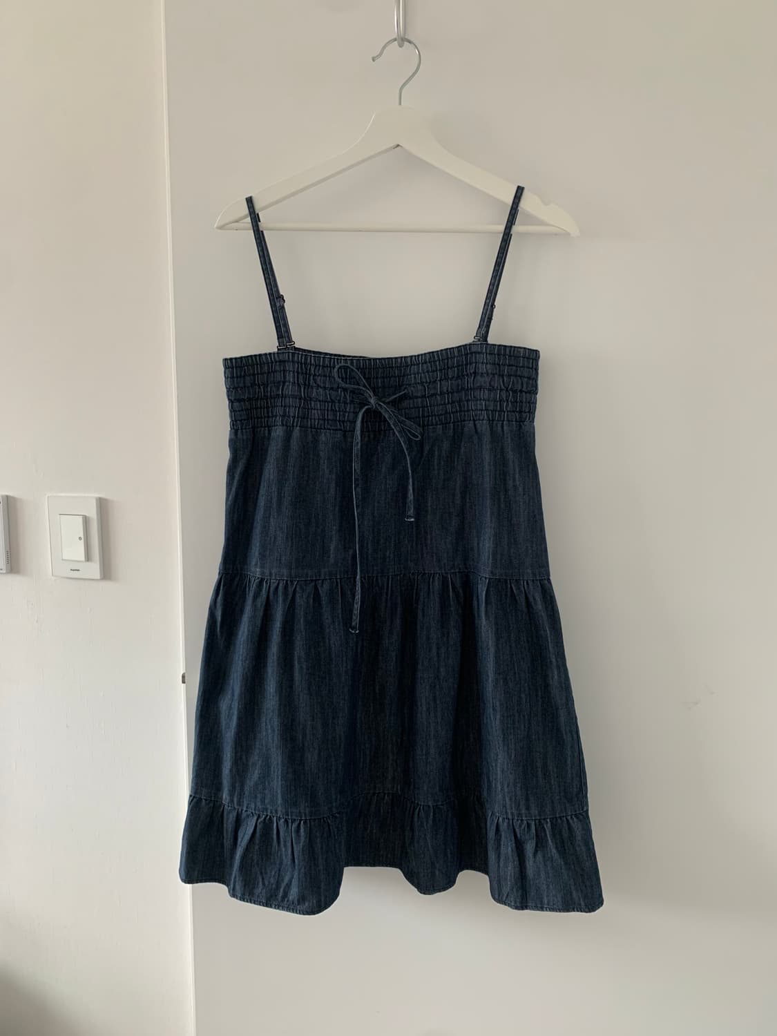 리본 데님 원피스 상품이미지1