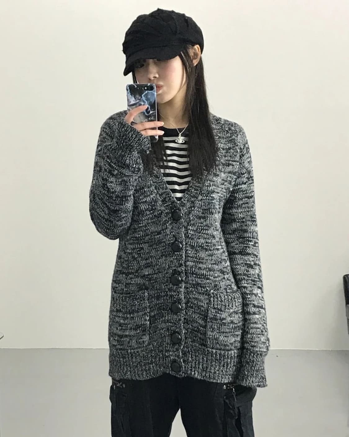 Melange Textured Japan Vintage Cardigan 상품이미지2