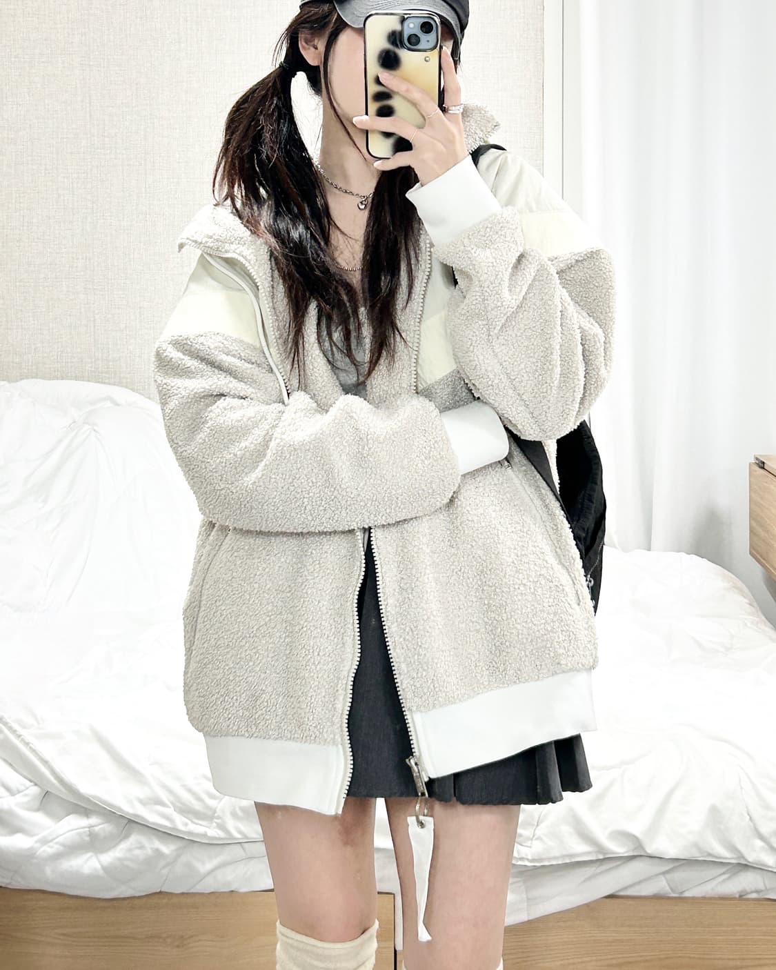 나이키 배색 뽀글이 자켓 상품이미지1