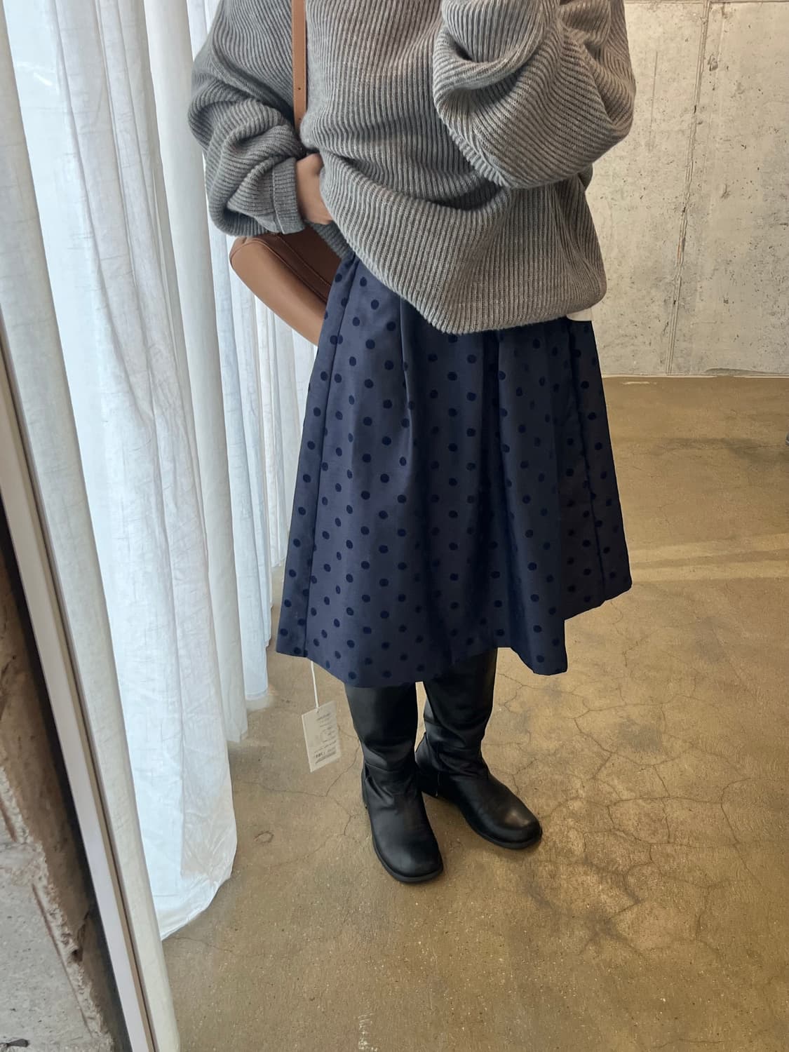 벨벳 도트 스커트 네이비 상품이미지7