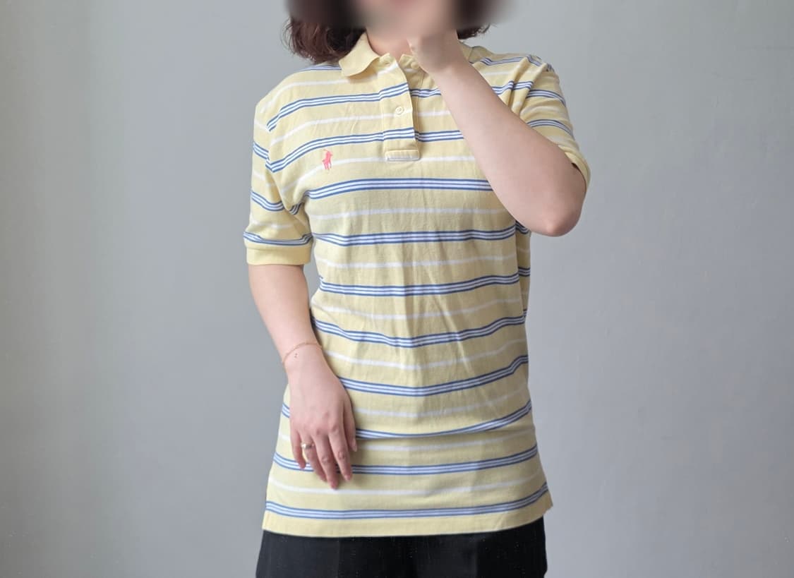 [프립]폴로 랄프로렌 스트라이프 반팔 카라티 옐로우 상품이미지1