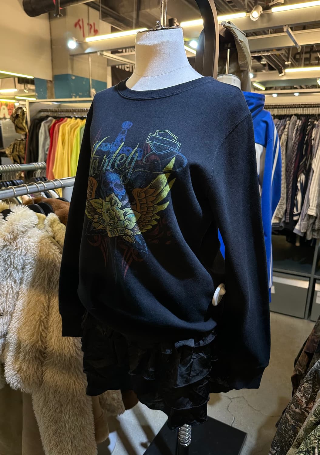 할리데이비슨 블랙 맨투맨 상품이미지2