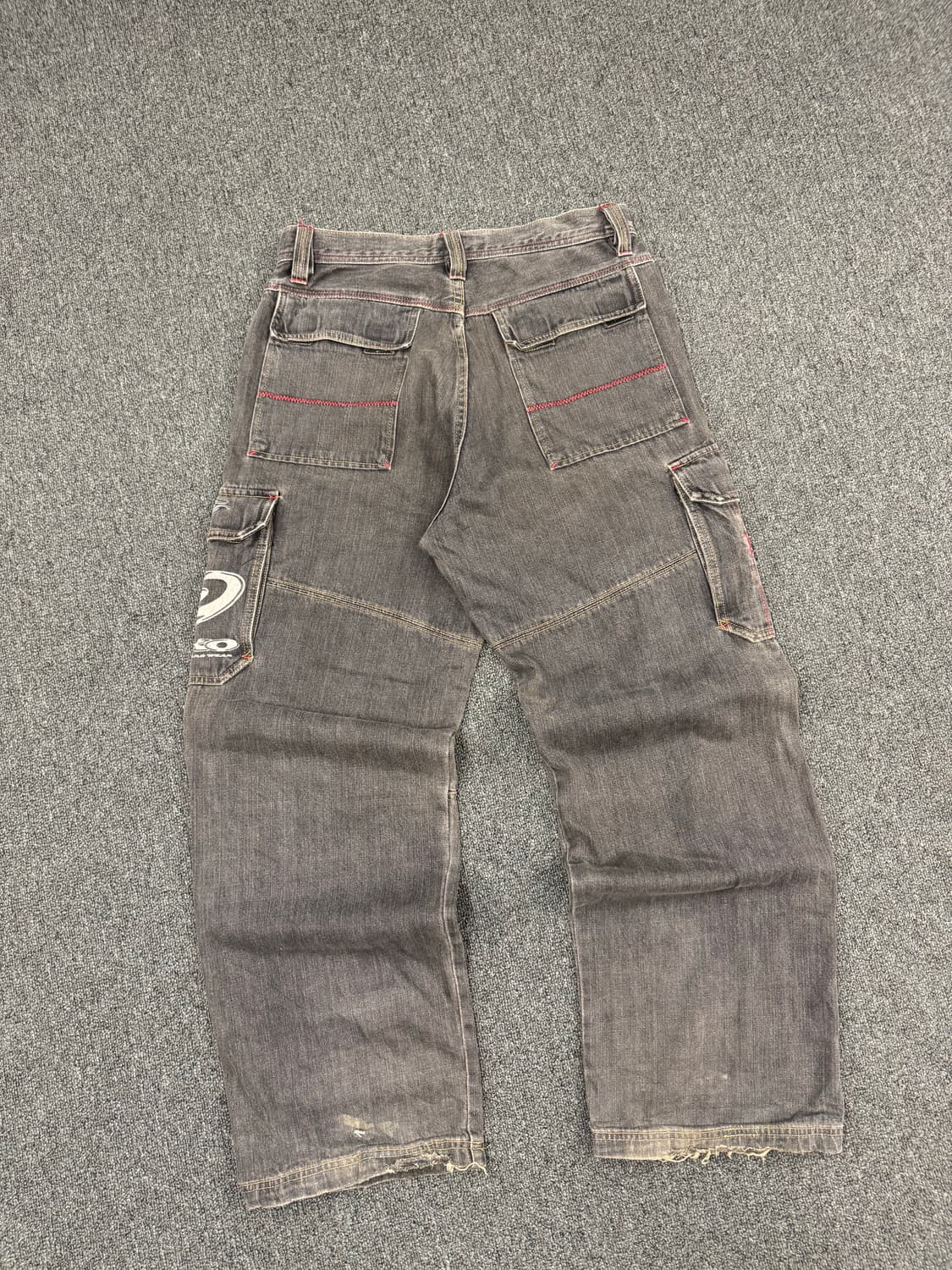 L)PIKO 빈티지 자수&프린팅 흑청 카고팬츠 상품이미지8