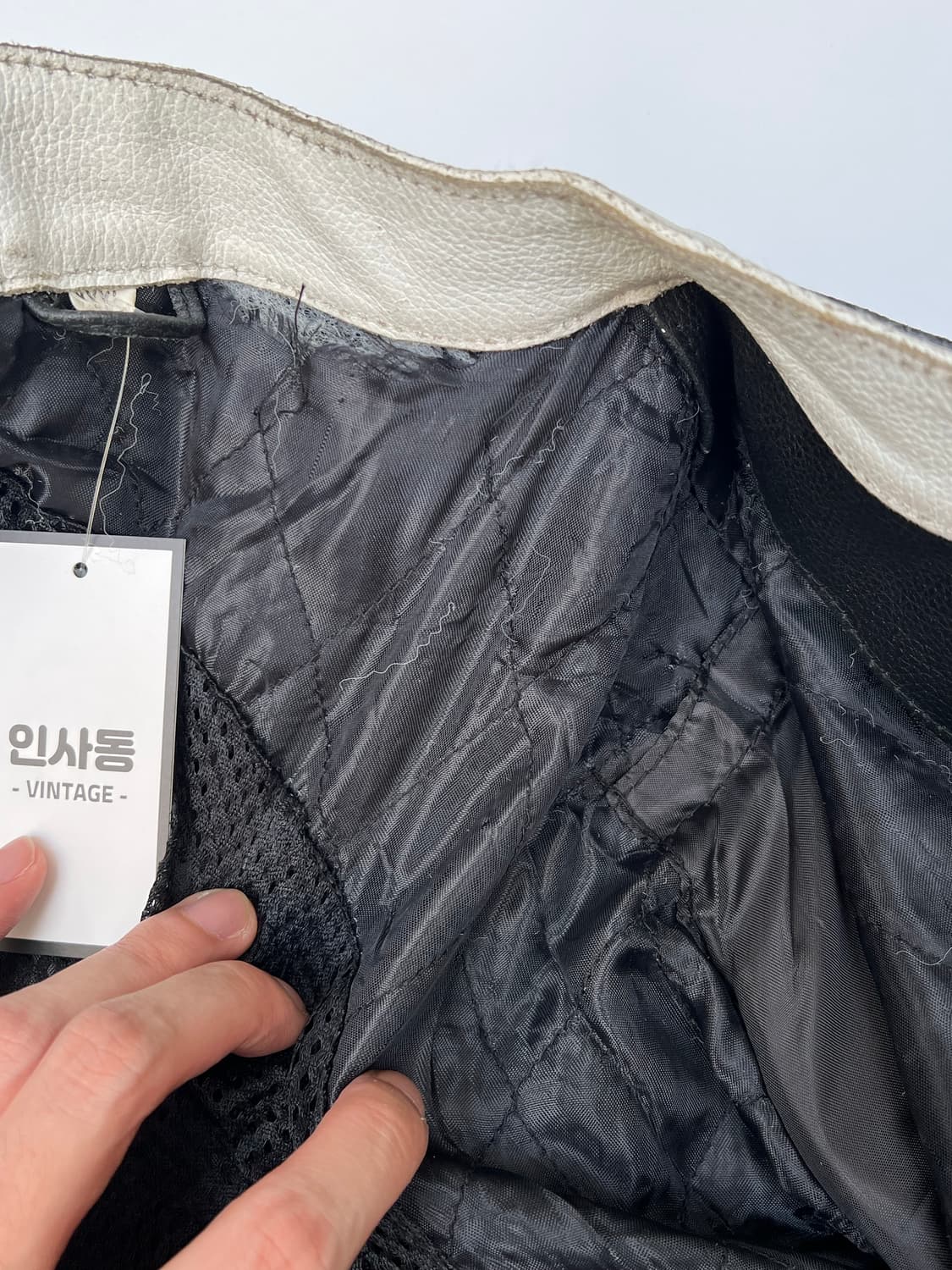 빈티지 레터링 패치워크 레더자켓 상품이미지7