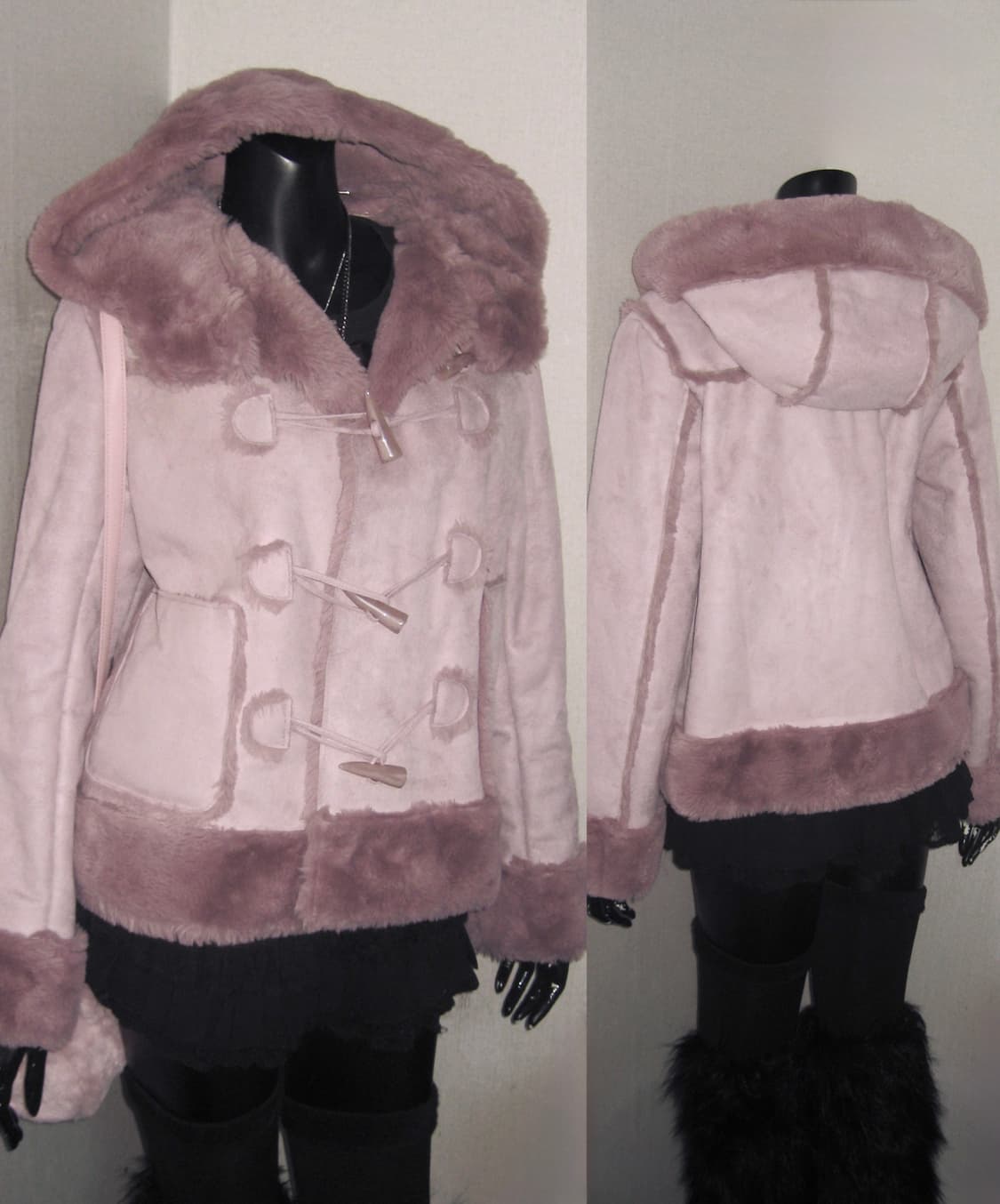 Jpn 핑크 퍼 떡볶이 코트 무스탕 퍼자켓 아우터 히메갸루 떡코 상품이미지1