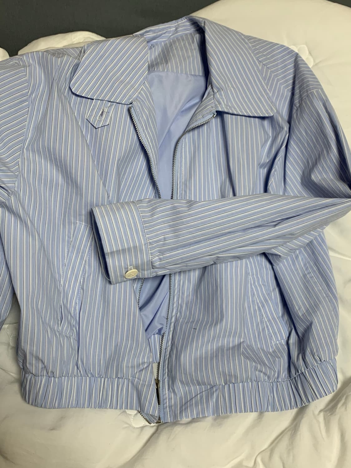 릿킴 버튼 넥 블루종 스트라이프 상품이미지2