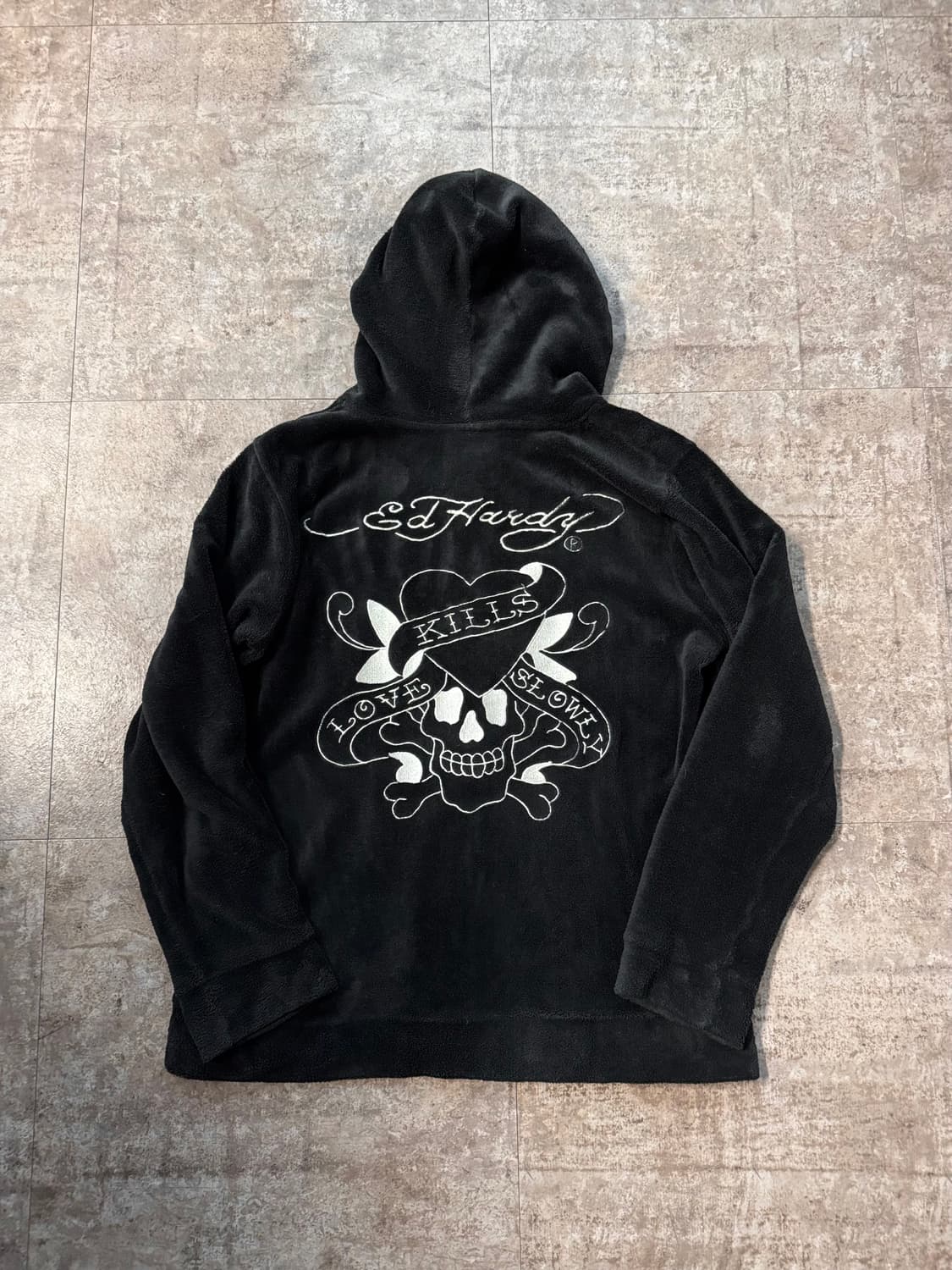 에드하디 스컬/로고 자수 플리스 후디드 집업 상품이미지9