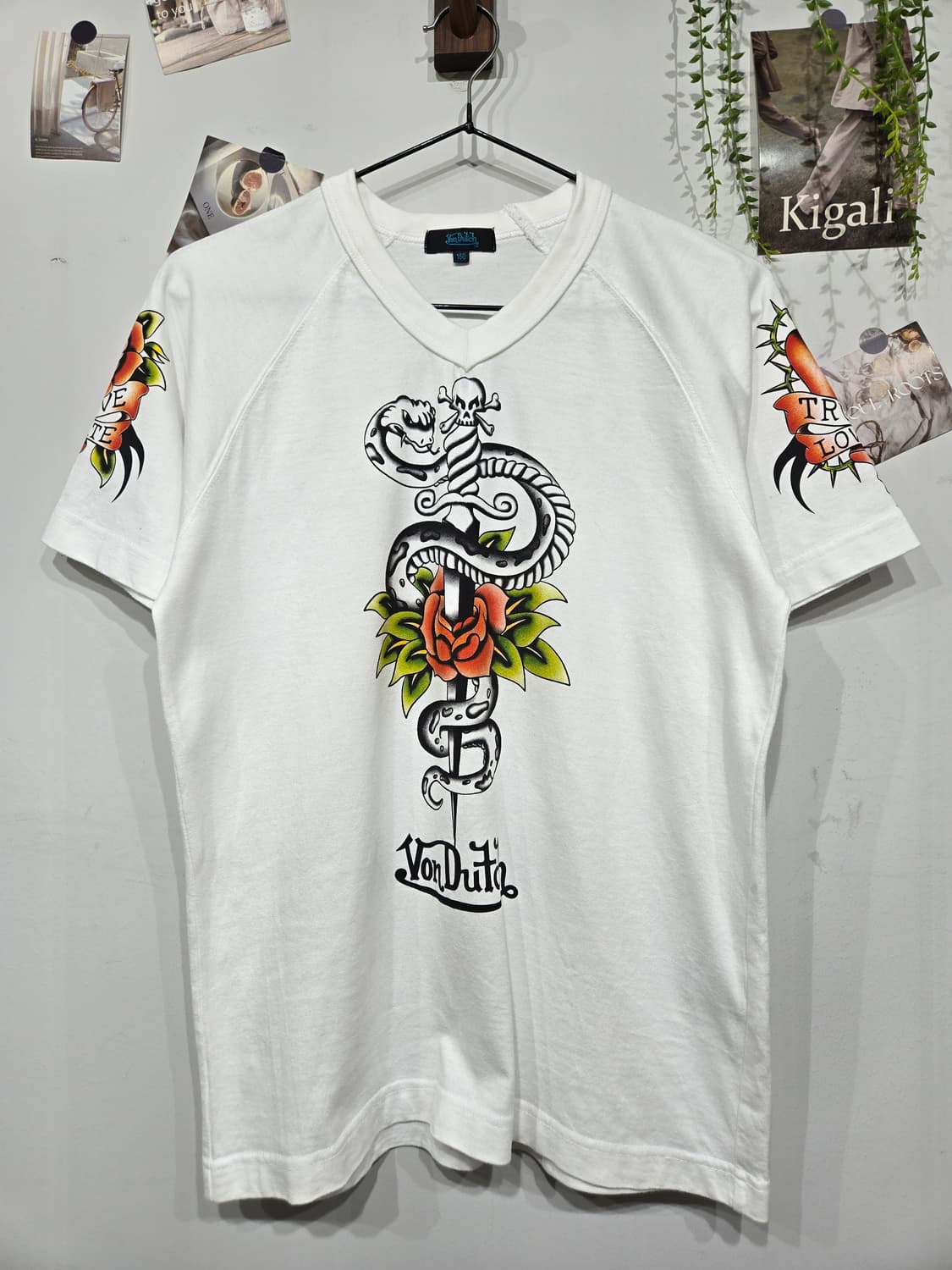 본더치 뱀 장미 반팔 티셔츠 상품이미지3