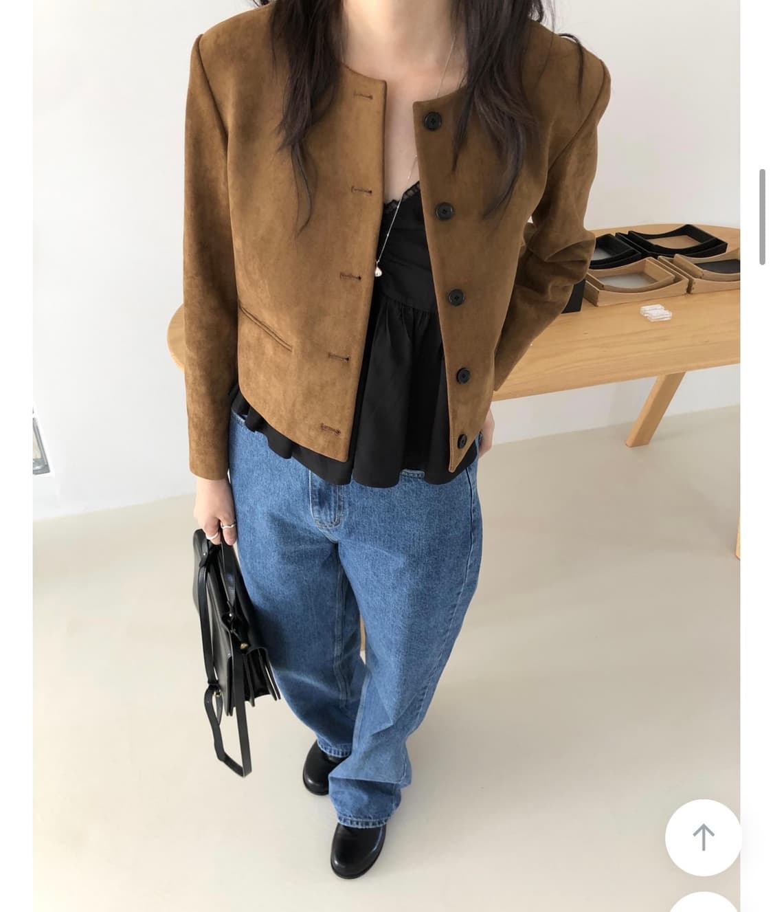 씨유쑨 엠버 스웨이드 자켓 카멜 상품이미지5