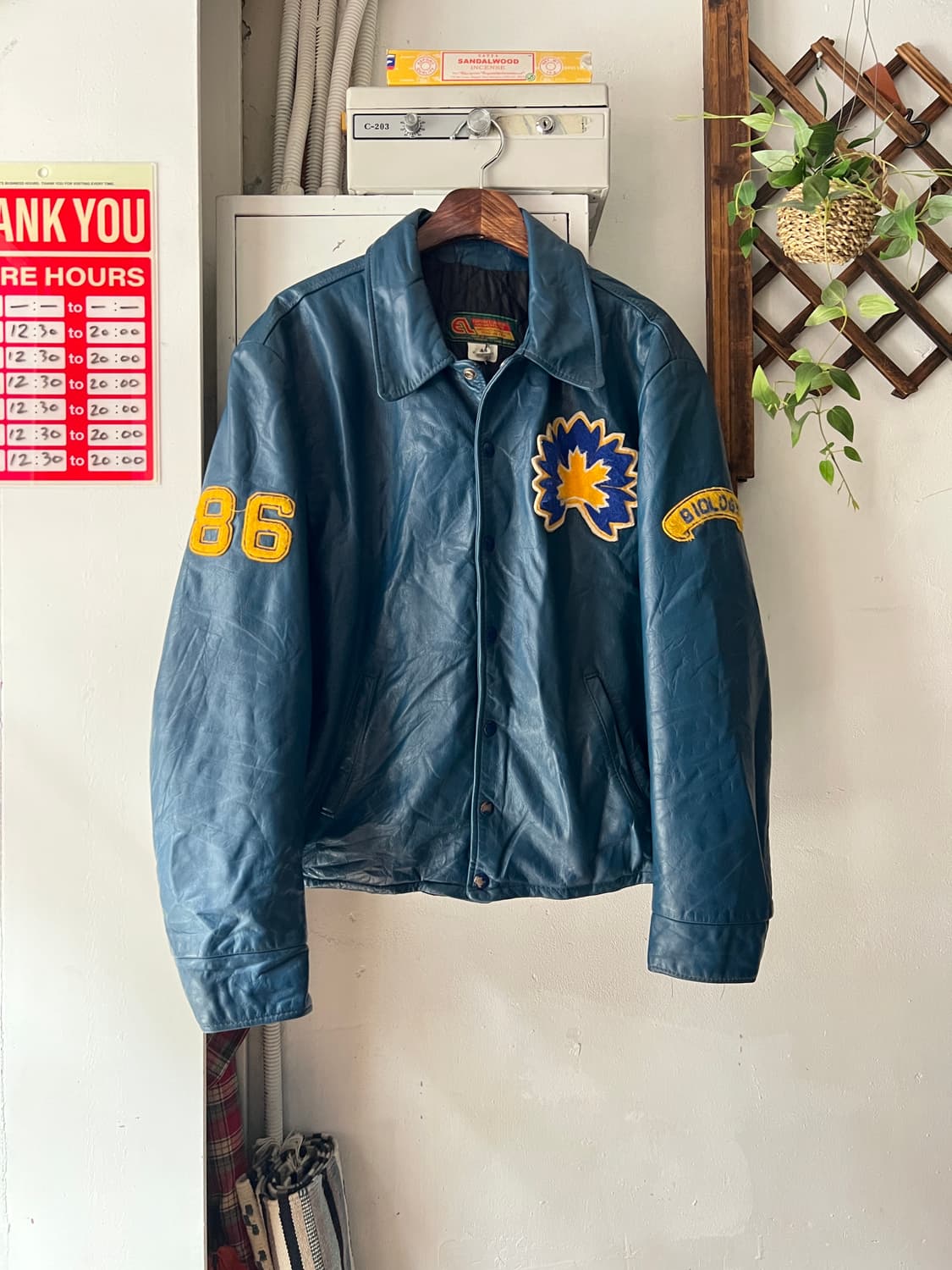 [L]80s USA 빈티지 WINDSOR 유니버시티 비건레더 바시티 자켓 상품이미지9