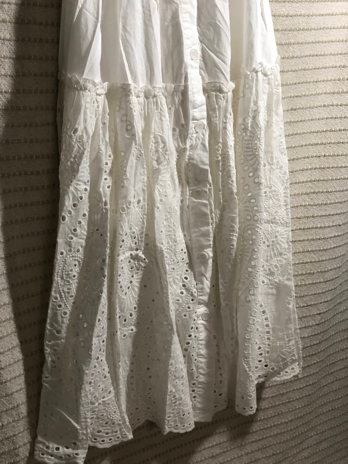 빈티지 화이트 자수 패턴 코튼 모리걸 롱 스커트 상품이미지4