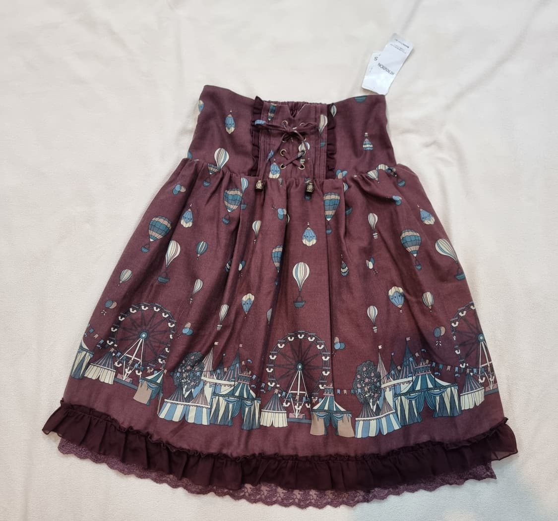 빈티지 서커스 열기구 패턴 스커트 상품이미지1