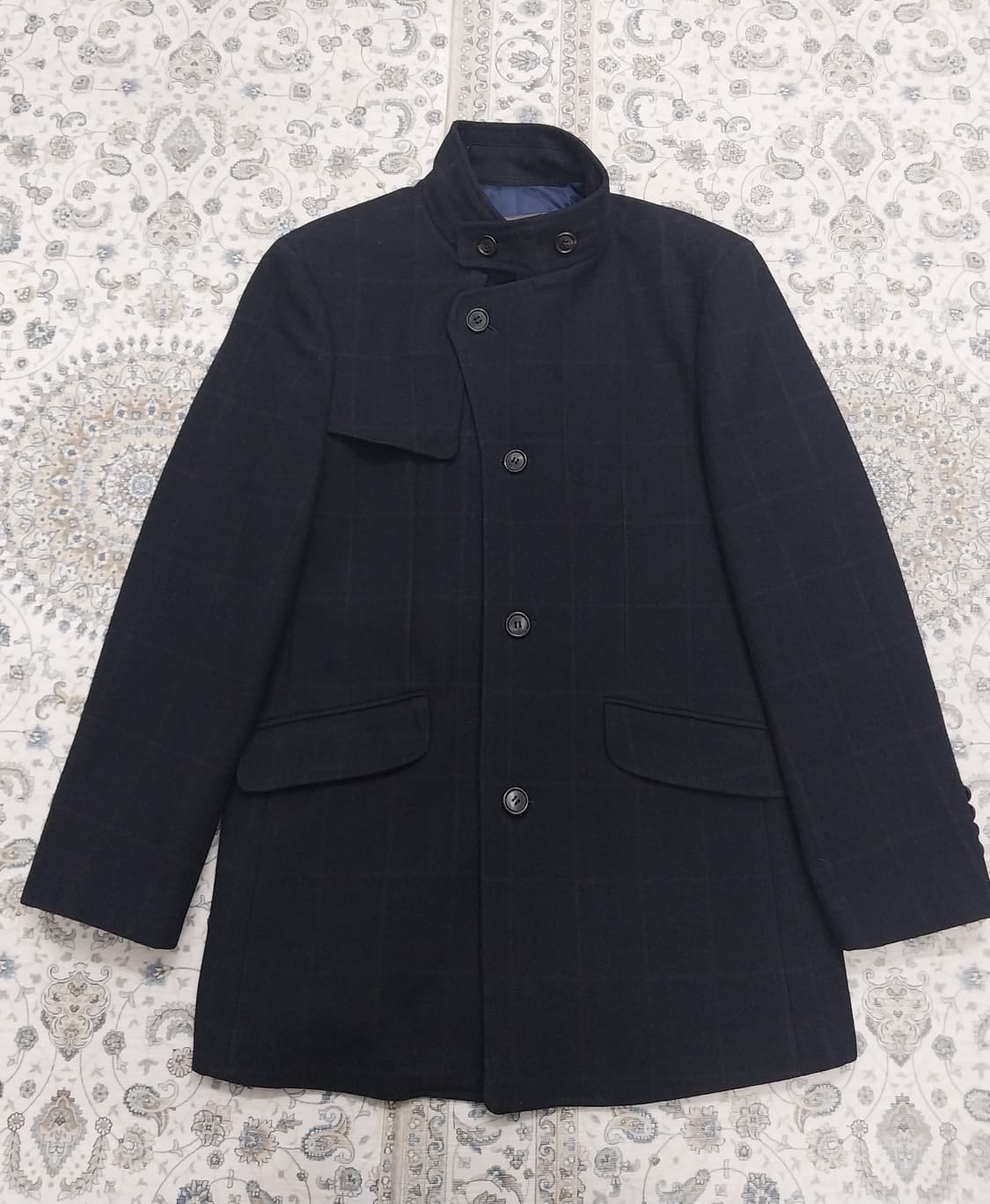 TNGT 토끼털 배색 체크 하프 코트 95 상품이미지1