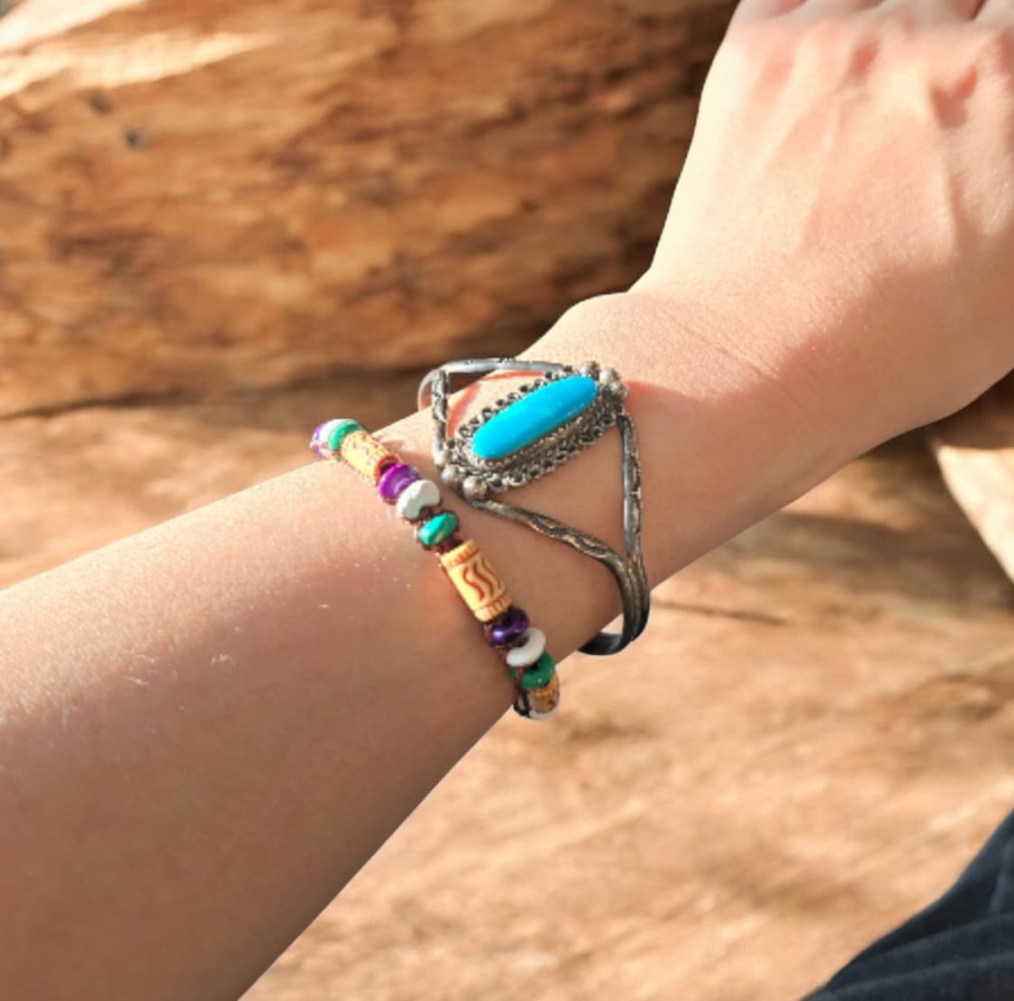 네이티브 아메리칸 오리지널 나바호 터키석 실버 뱅글 상품이미지2